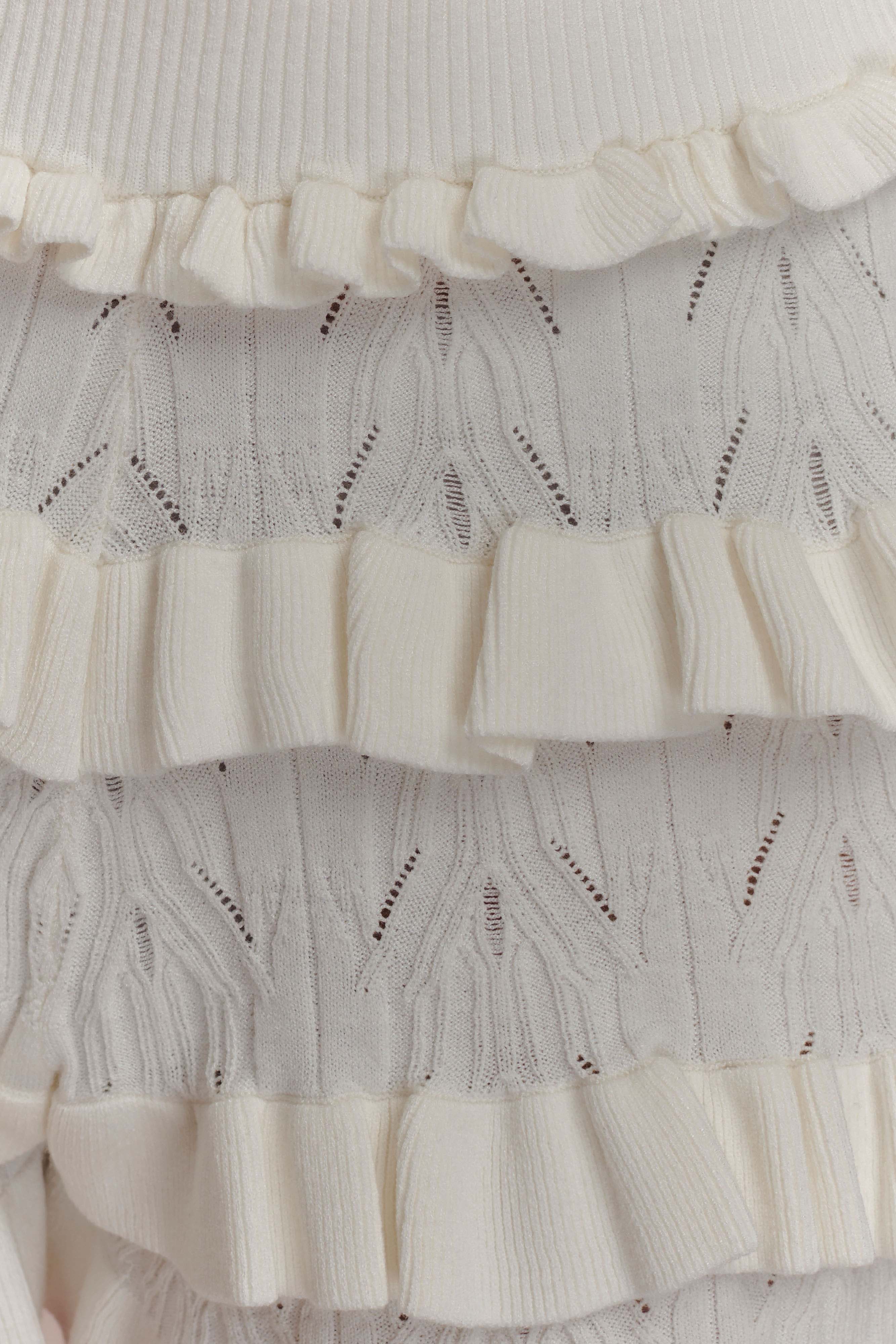 Amy Pointelle Knit Frill Bloomers - Ivory、mySite、solidvoid