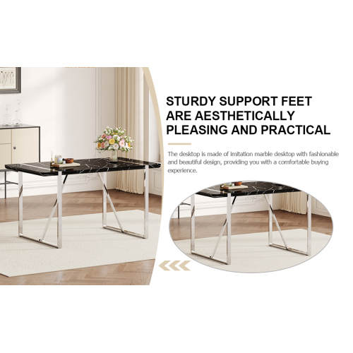 Rustic Industrial Rectangular Wood Dining Table For 4-6 Person, With 1.5" Thick Engineered Wood color Tabletop and Black Metal Legs,Desk For Kitchen Dining Living Room, 55.1" x 31.4"x 29.9"1529W115172、、casual