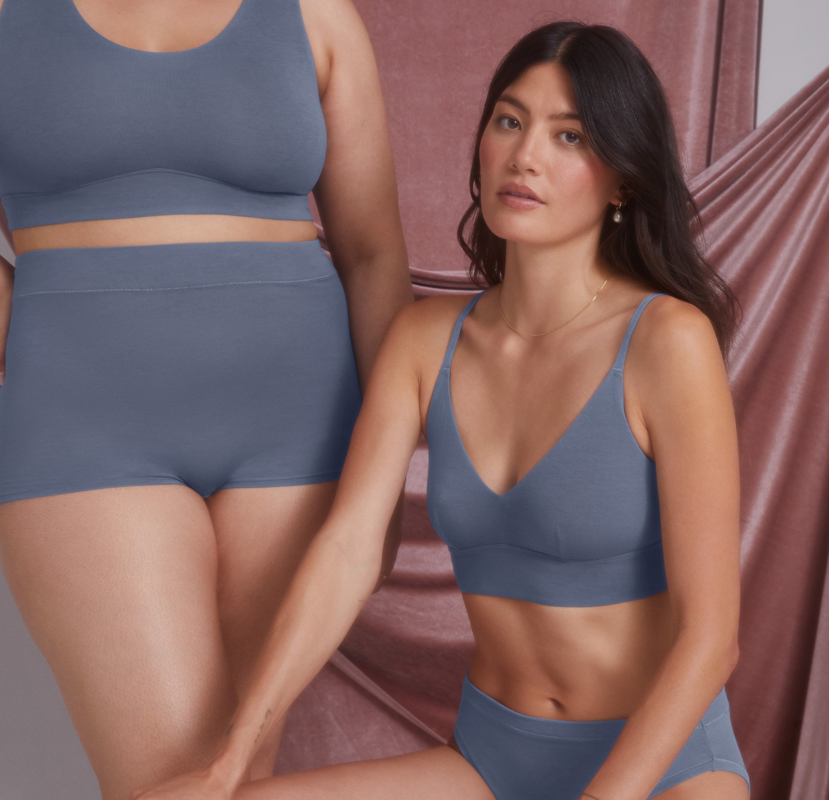 Cloud Cotton V-Neck Bralette - Slate、mySite、bengalsvssteelers