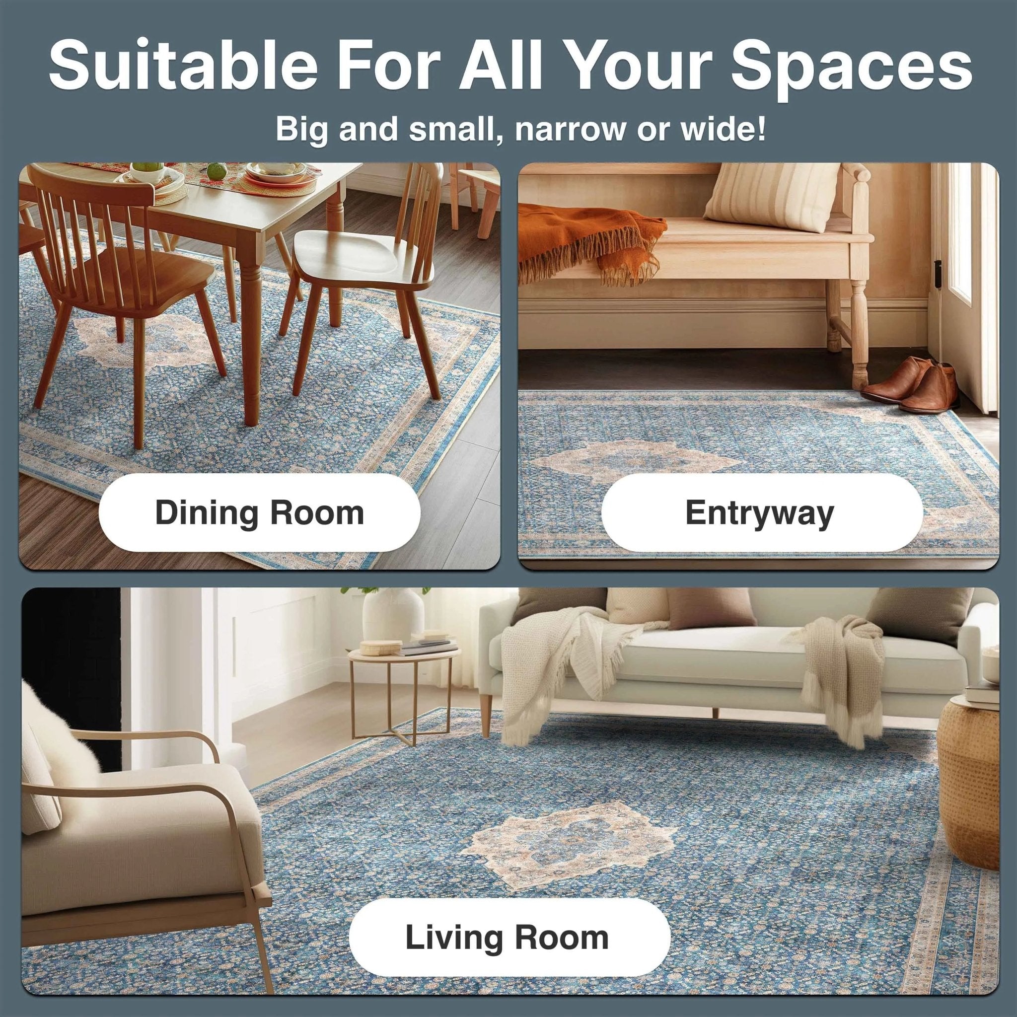 Asha 2-in-1 Lilith Vintage Oriental Kilim Rug + Rug Pad Included、mySite、gigharbornorthrealestate