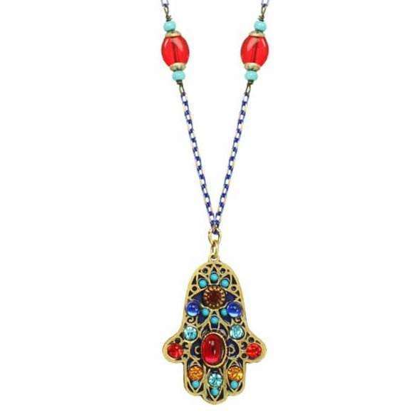 Michal Golan Hamsa Necklace with Multi Colored Crystals、mySite、topwebapps