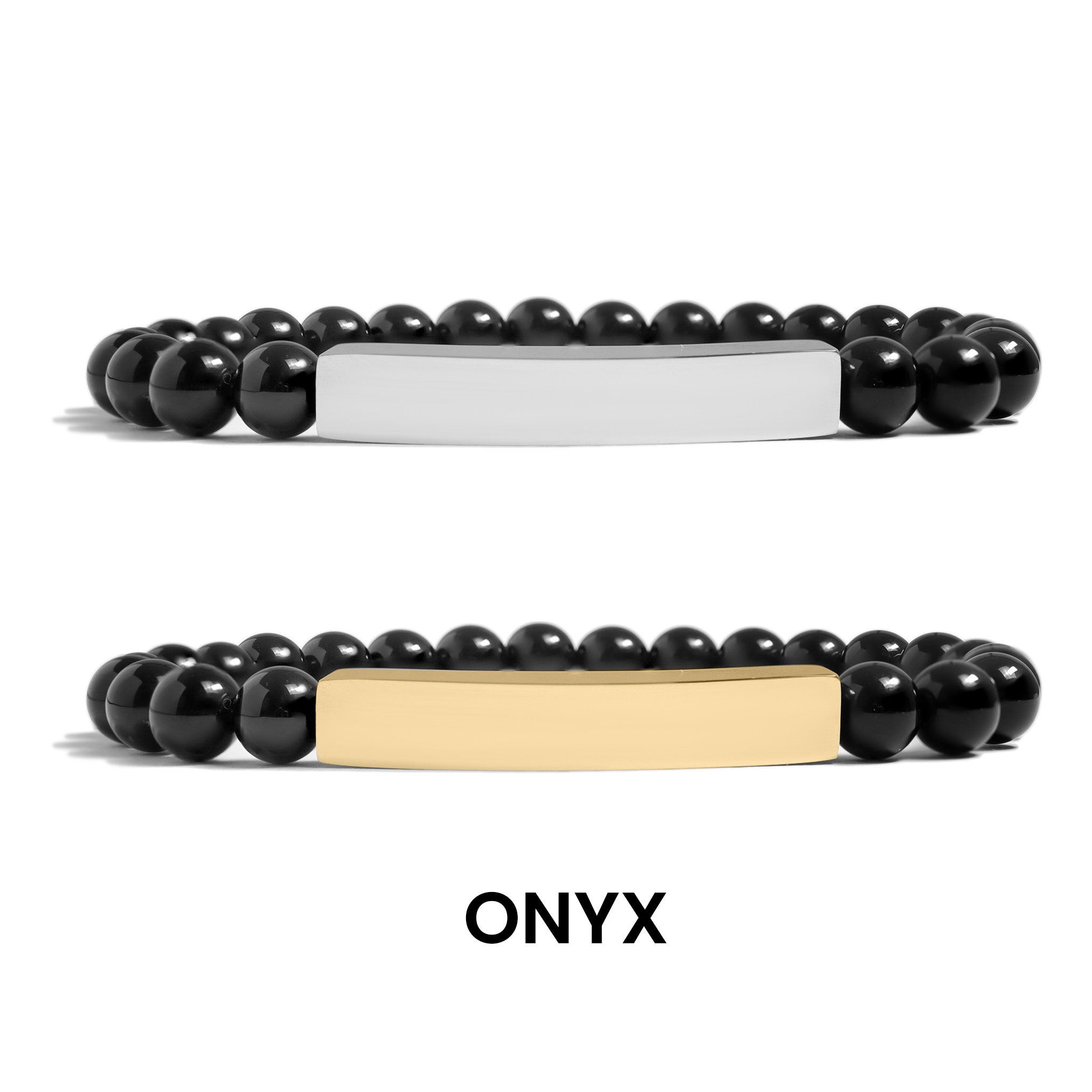18K Gold PVD Stainless Steel Semi Precious Natural Stone Stretch Curved Bar Bracelet / SBB0278、mySite、dreamappss