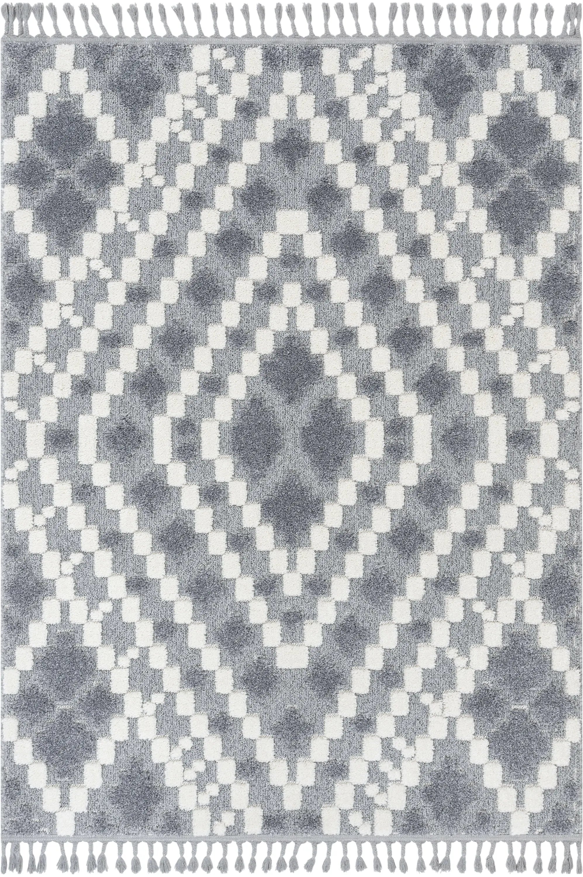 Melanie Contemporary Medallion Diamond Pattern Grey Cream High-Low Textured Rug、mySite、gigharbornorthrealestate