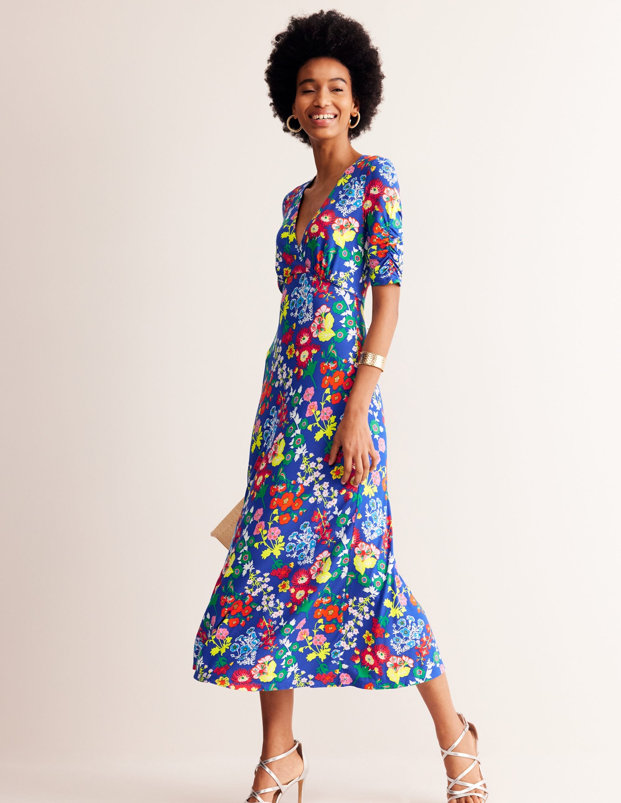  Rebecca Jersey Midi Tea Dress-Blue, Wildflower Cluster、mySite、ashleygrahame
