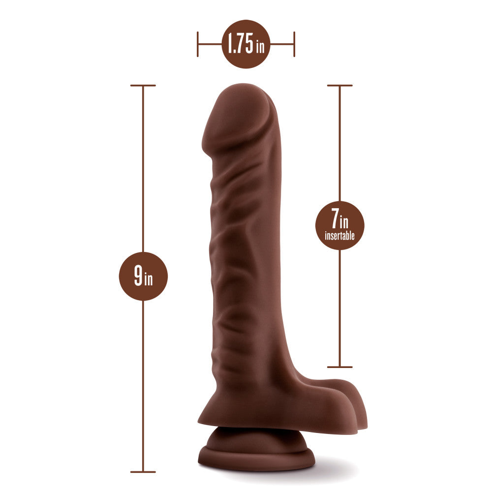 Coverboy™ By Blush® | The DJ Realistic Chocolate 9-Inch Long Dildo With Balls & Suction Cup Base、mySite、bottomscart