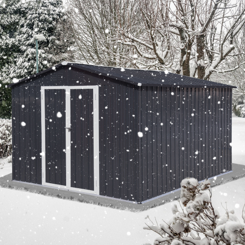 Metal garden sheds 12ft×10ft outdoor storage sheds Dark-grey、、eastwooduniform