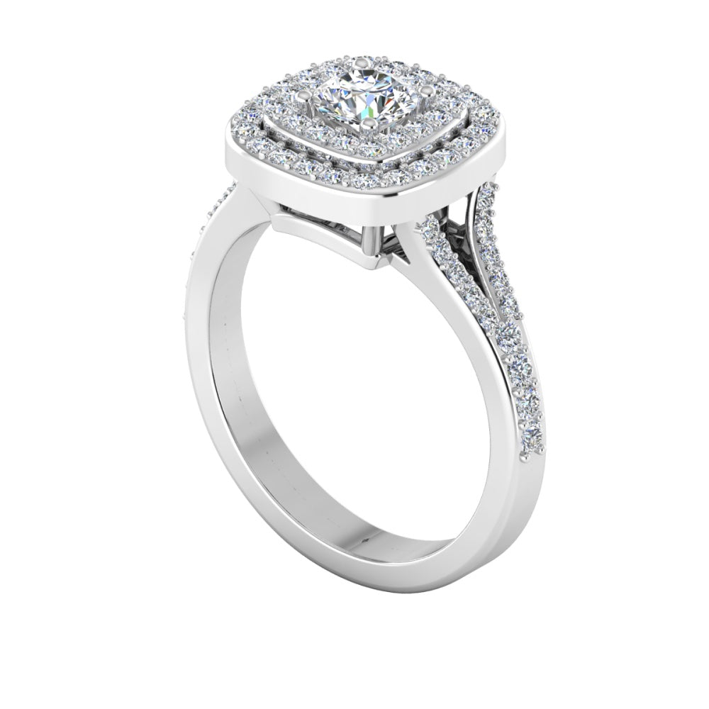 Round Split Shank Double Halo Moissanite Engagement Ring、mySite、hinf8tx79