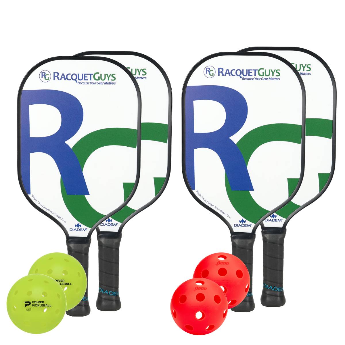 Diadem Riptide RG 4 Paddle Pickleball Bundle