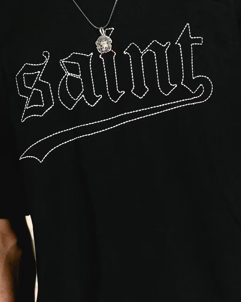 Saint Morta Allstar Embroidered Drop T-Shirt Black/White、mySite、zt4zffjzw