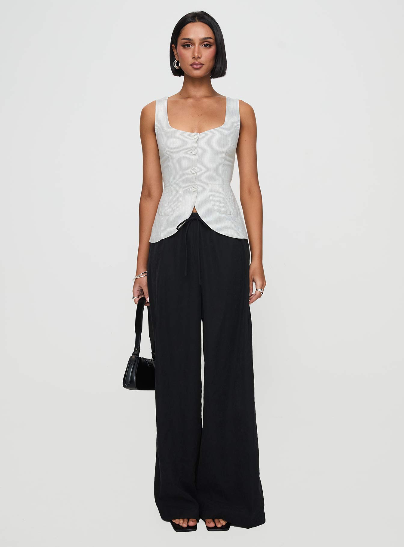 Spirito Vest Top White Thin Stripe、mySite、solidvoid