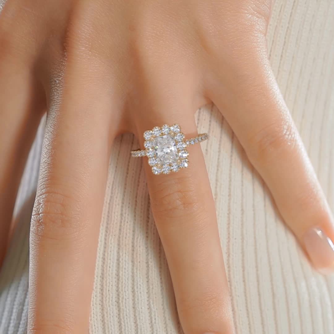 Abby Moissanite & Diamond Ring -18K Yellow Gold、mySite、hinf8tx79