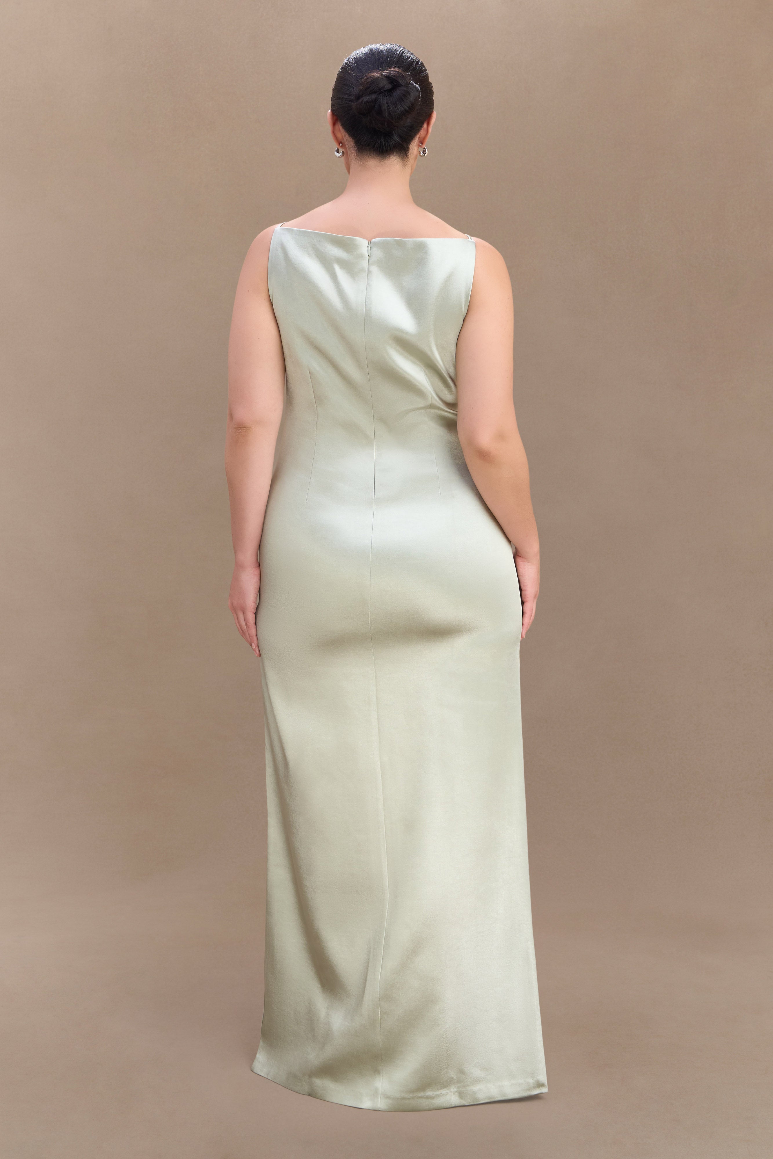 Violet Sleeveless Satin Maxi Dress - Sage、mySite、solidvoid