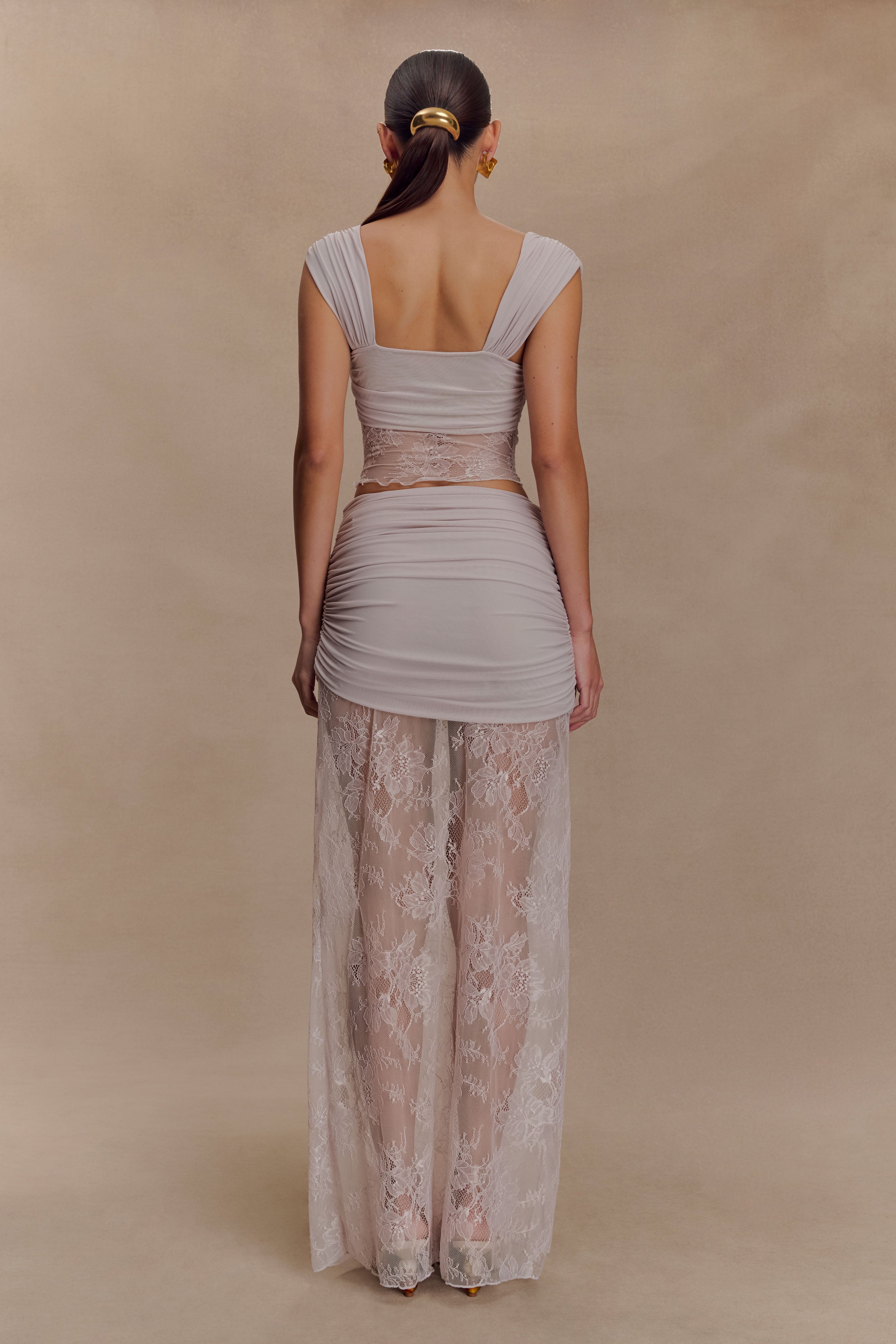 Guinevere Lace And Mesh Top - Lilac、mySite、solidvoid