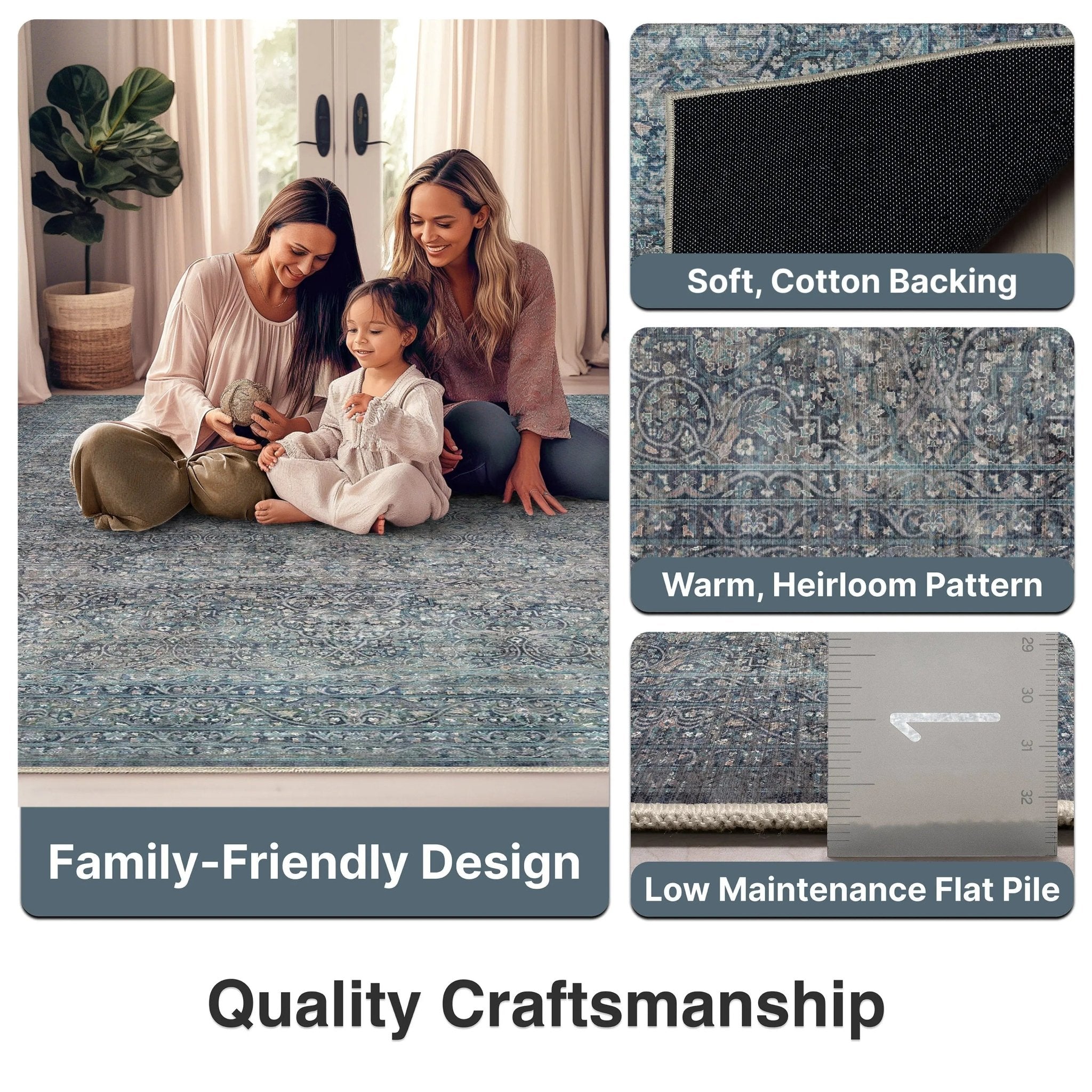 Juliette Vintage Persian Oriental Blue Flat-Weave Rug、mySite、gigharbornorthrealestate