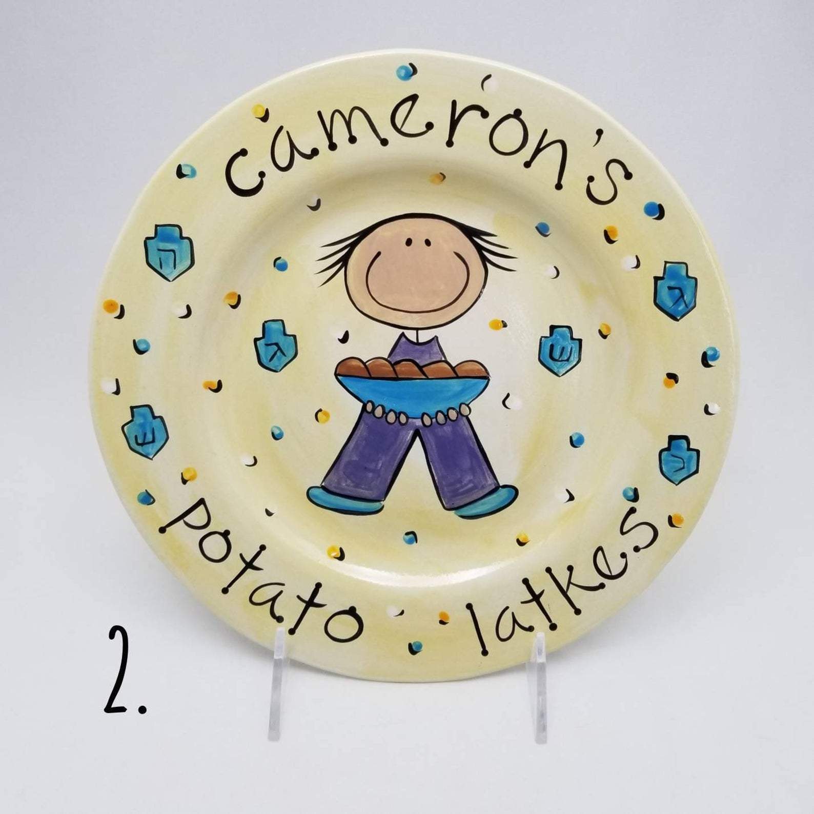 Personalized Potato Latkes Hanukkah Plate: Feminine, Masculine or Gender Neutral、mySite、topwebapps