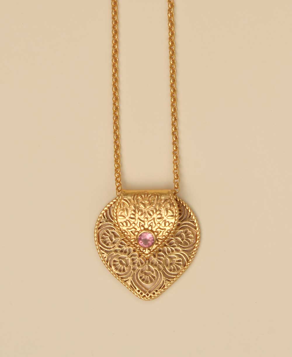 Birthstone Gemstone Gold Plated Brass Lotus Petal Mandala Necklace、mySite、topwebapps