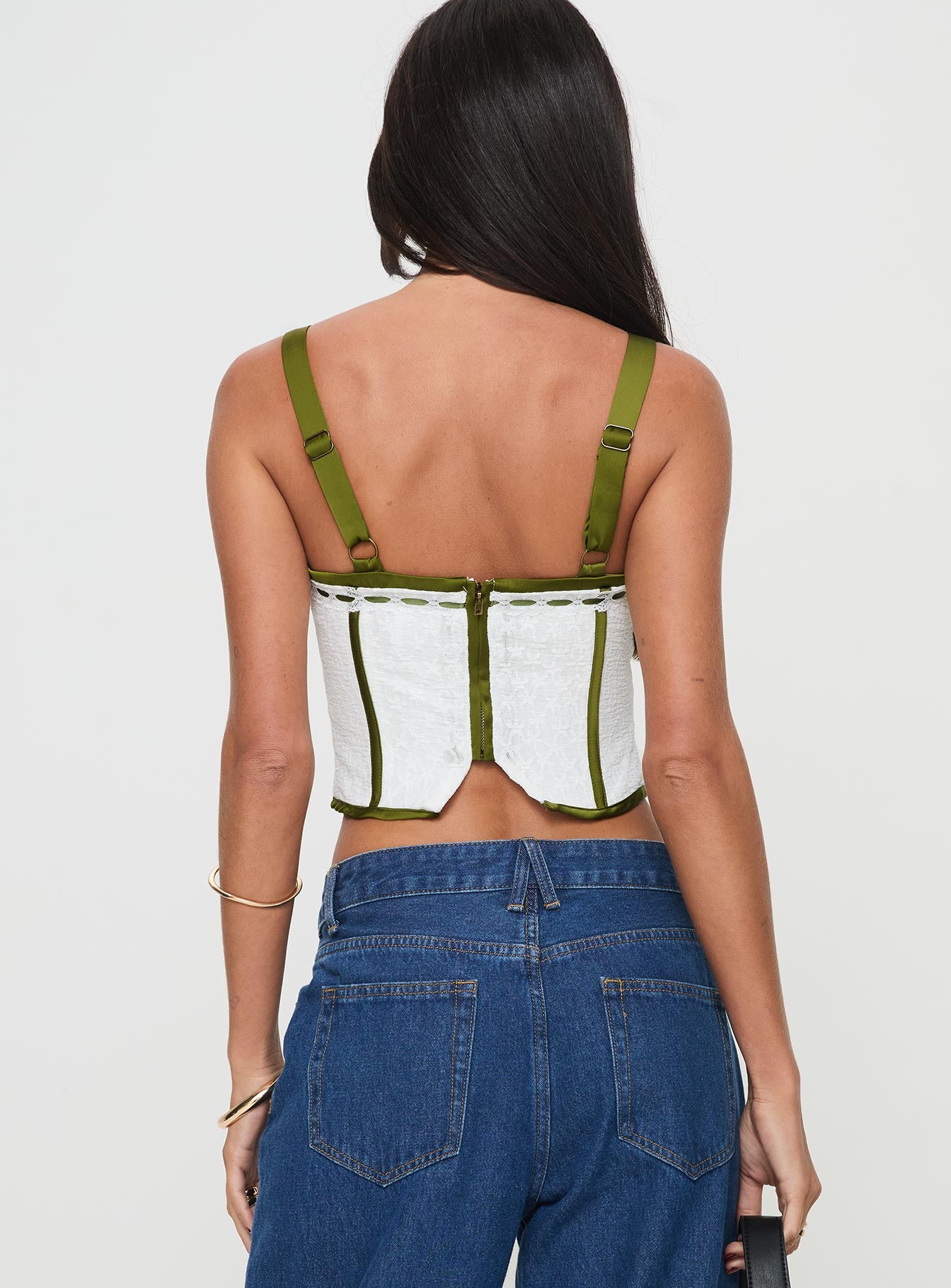 Jiraia Lace Corset Top White / Green、mySite、solidvoid