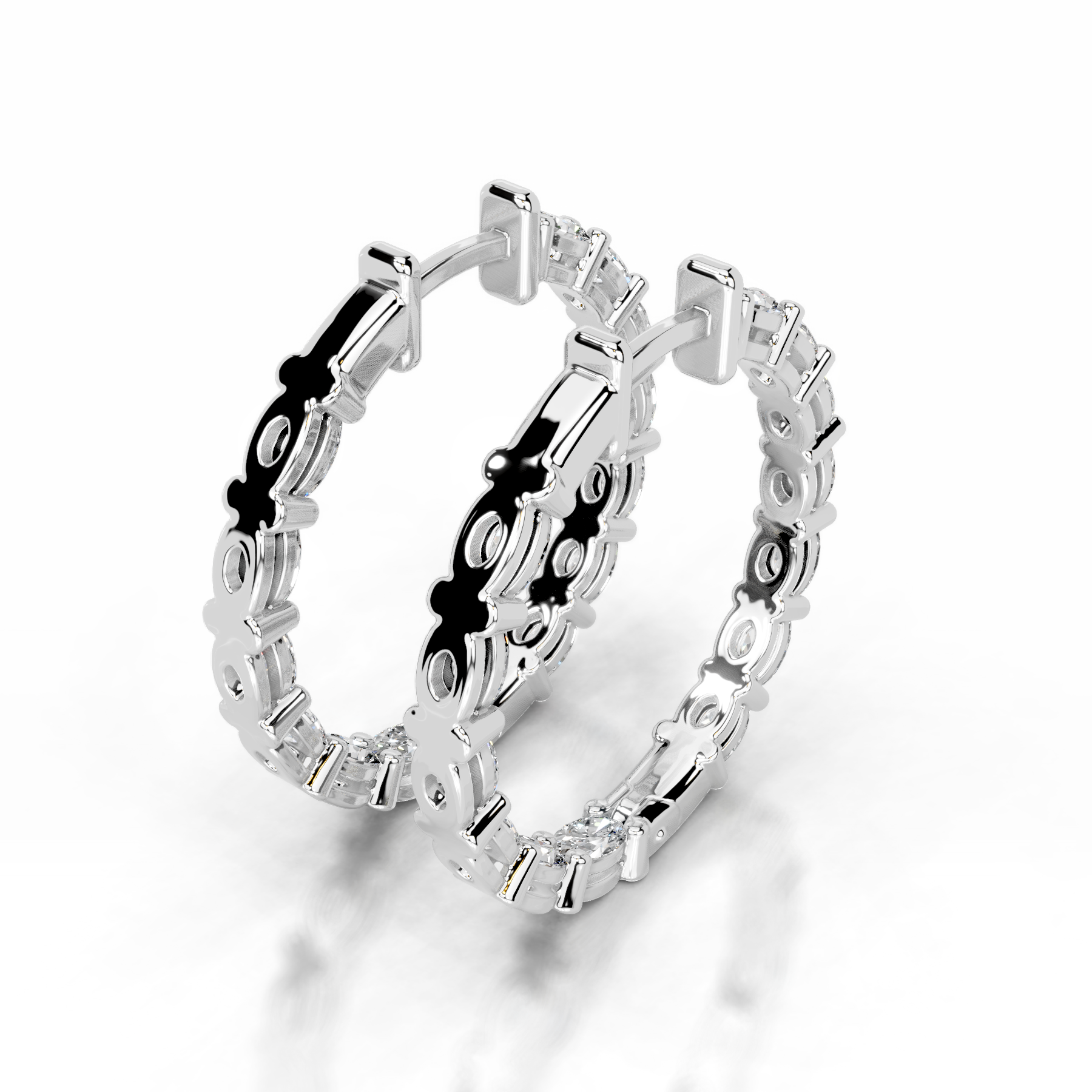 Daphne Lab Grown Diamond Hoop Earrings (4.30 Carat) -14K White Gold、mySite、hinf8tx79
