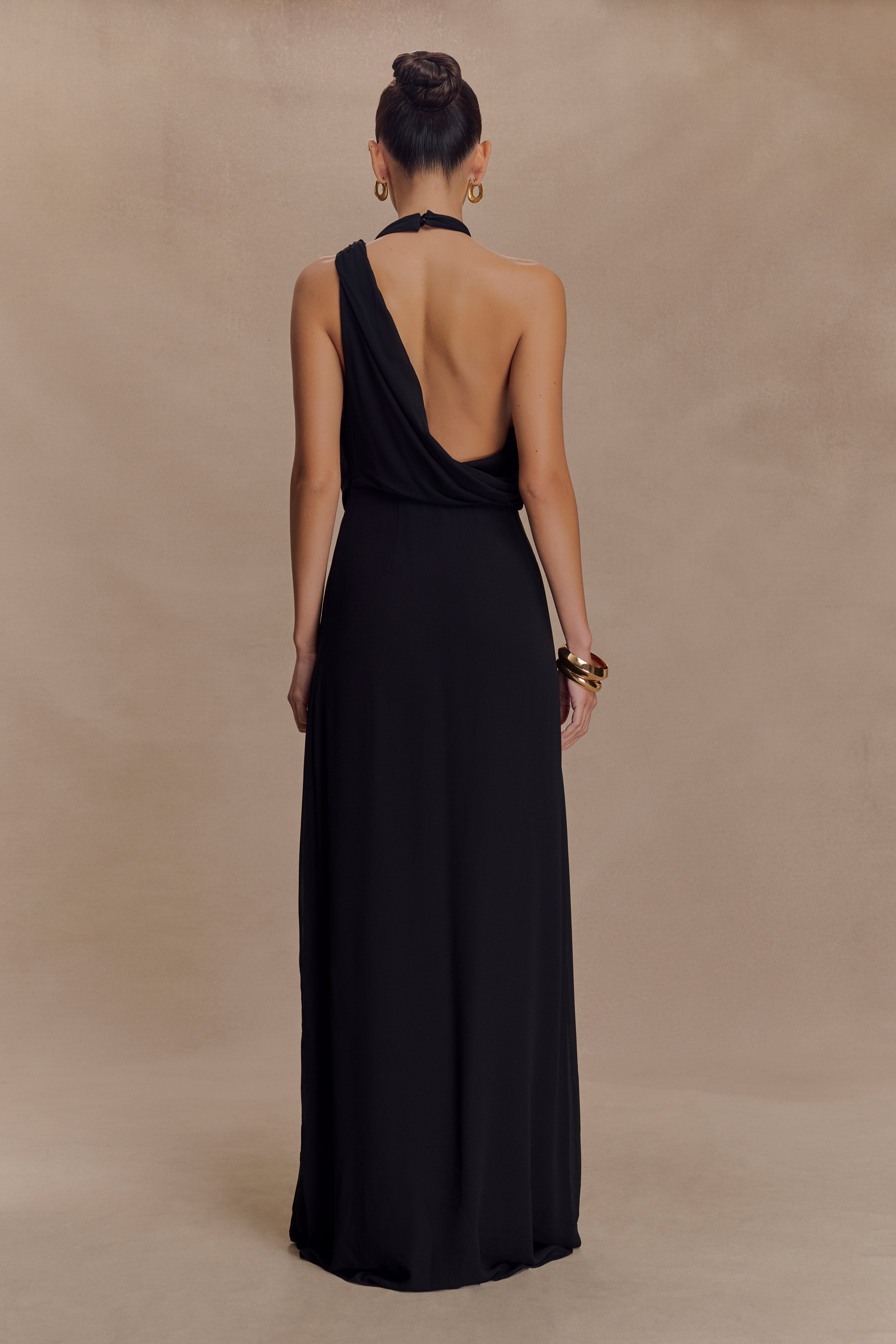 Galia Cowl Neck Maxi Dress - Black、mySite、solidvoid