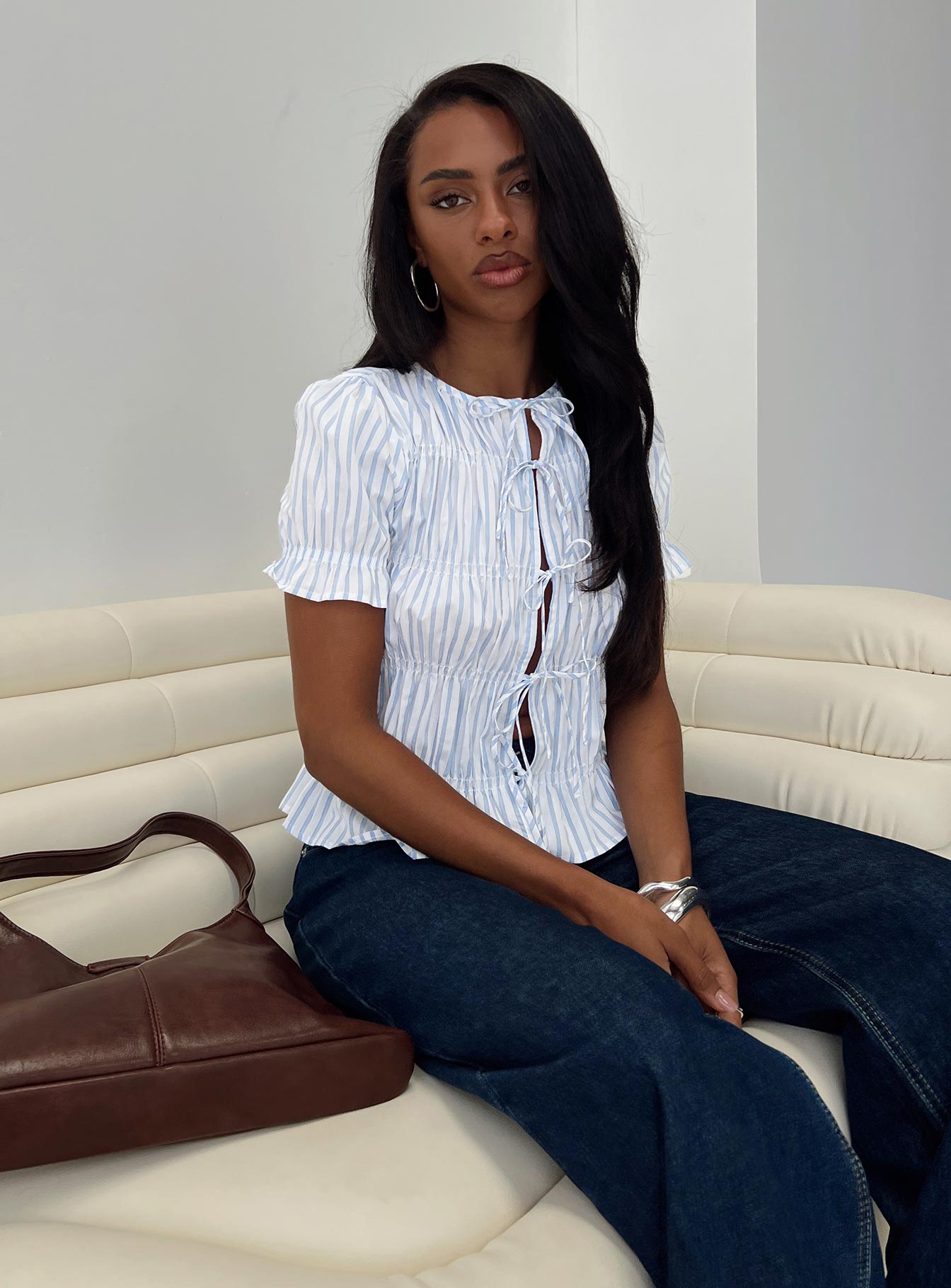 Alistair Bow Tie Top Blue / White Stripe、mySite、solidvoid