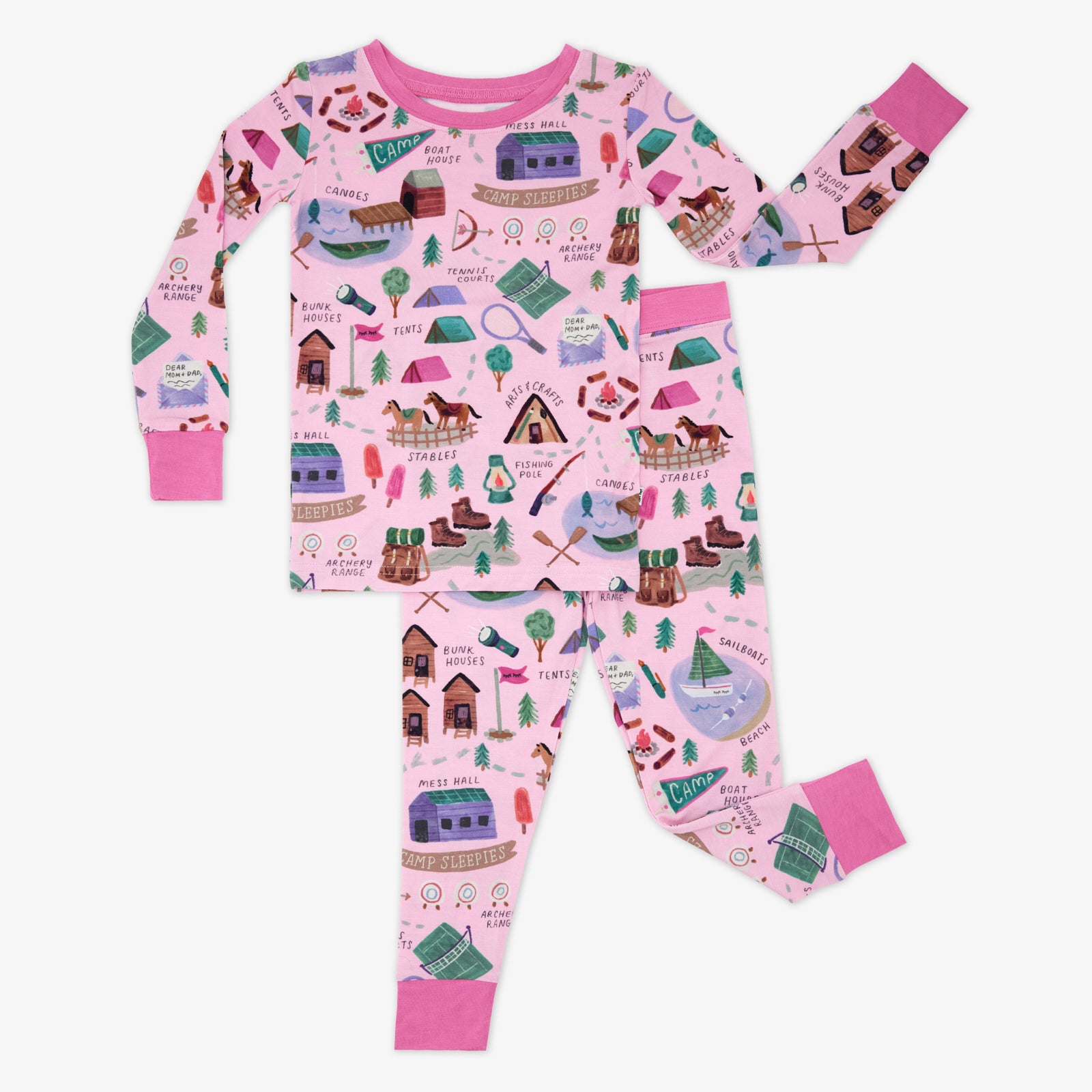 Pink Camp Sleepies Two-Piece Pajama Set、mySite、g9winljtr