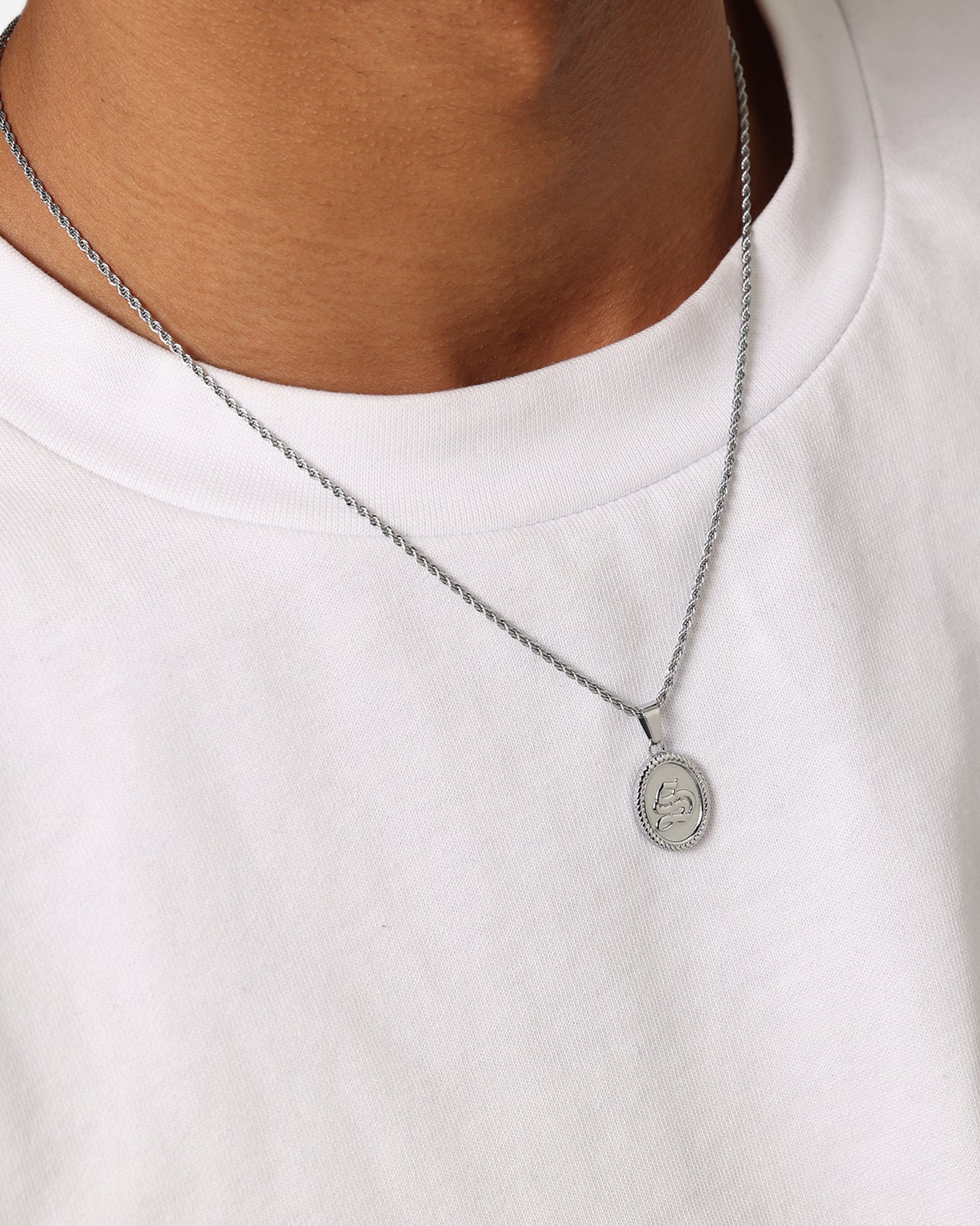 NXS Vintage Letter Necklace White Gold、mySite、zt4zffjzw