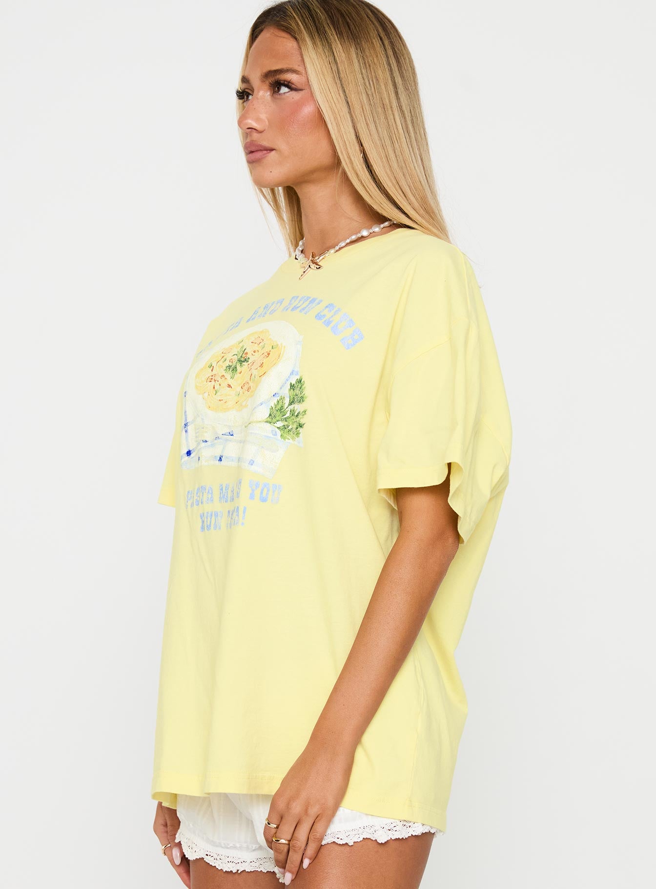 Pasta Makes You Fasta Oversized Tee Yellow、mySite、solidvoid