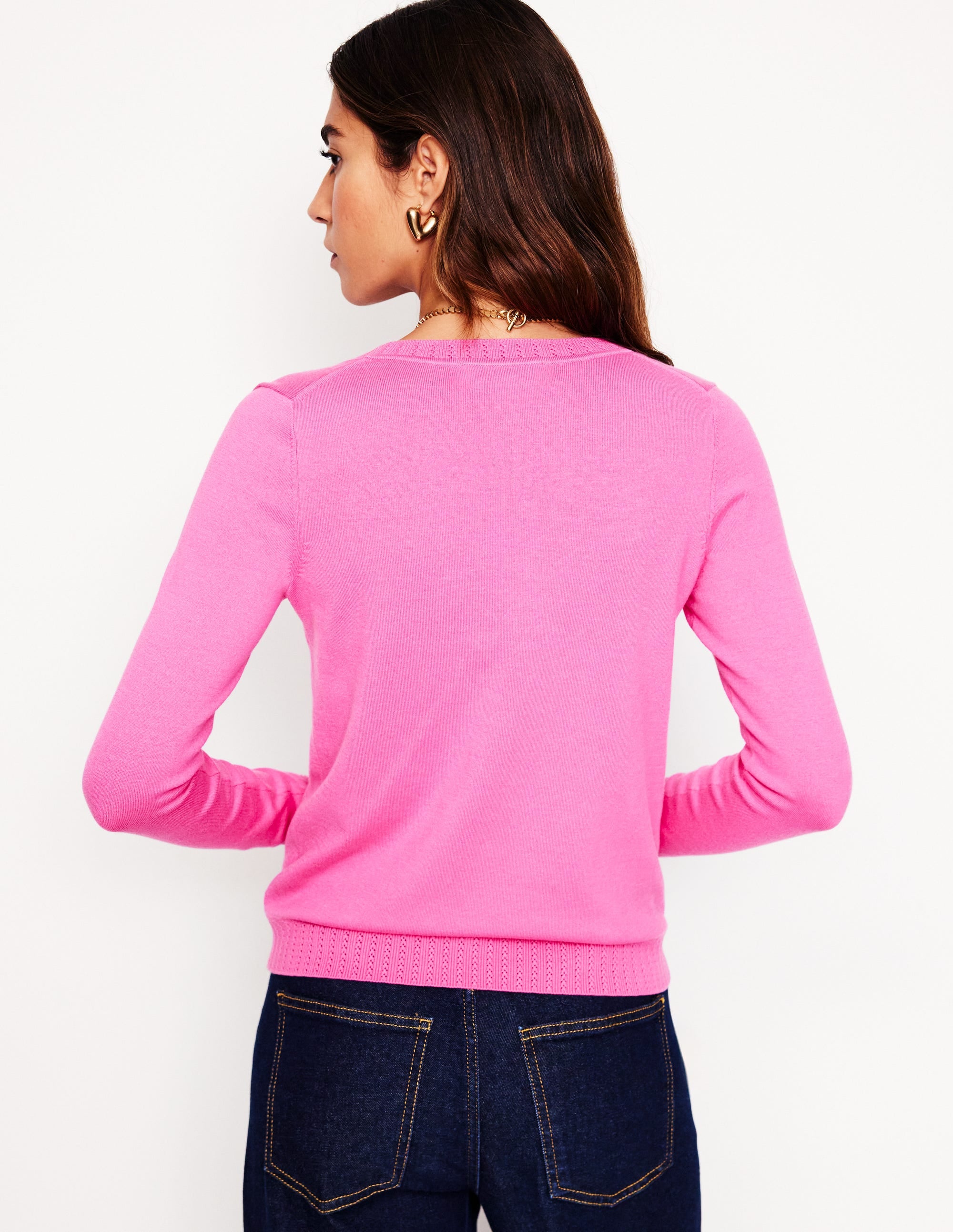  Emilia Cotton V Neck Jumper-Tickled Pink、mySite、ashleygrahame