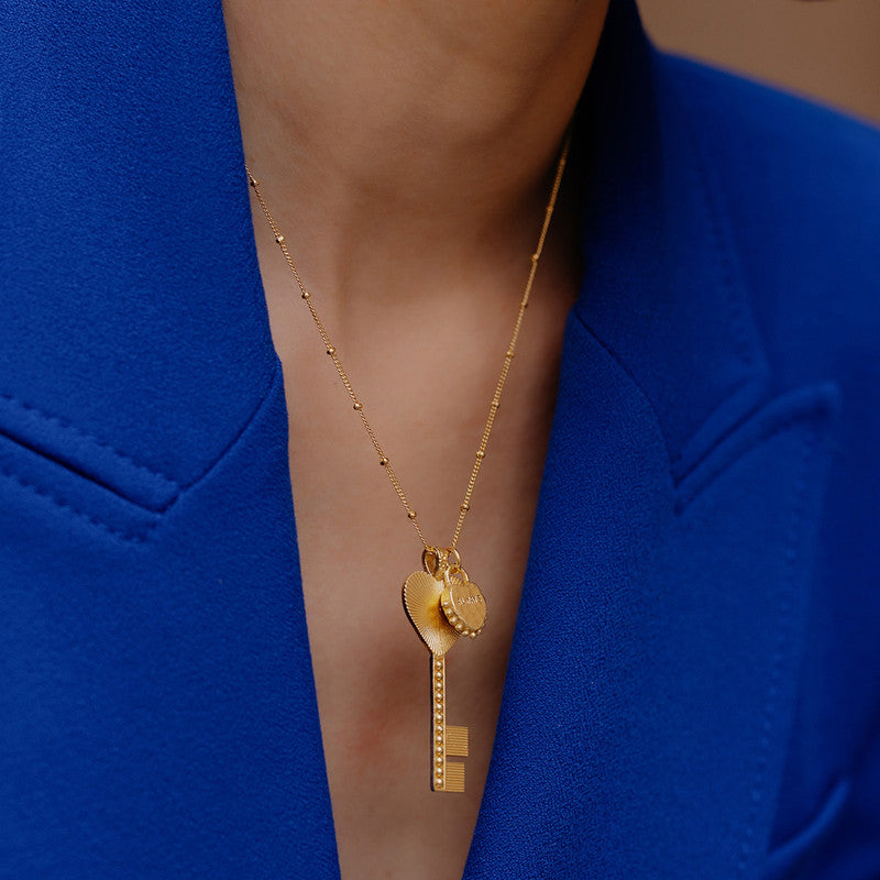 Charm Key Necklace | 14K Gold Plated、mySite、camillekostekn