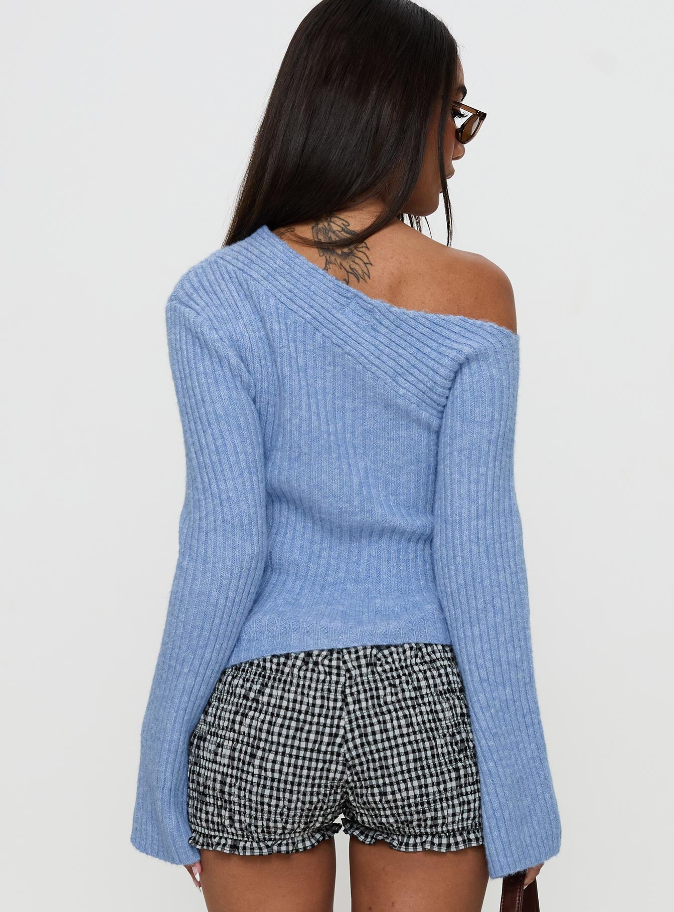 Phillips Cold Shoulder Sweater Blue、mySite、solidvoid
