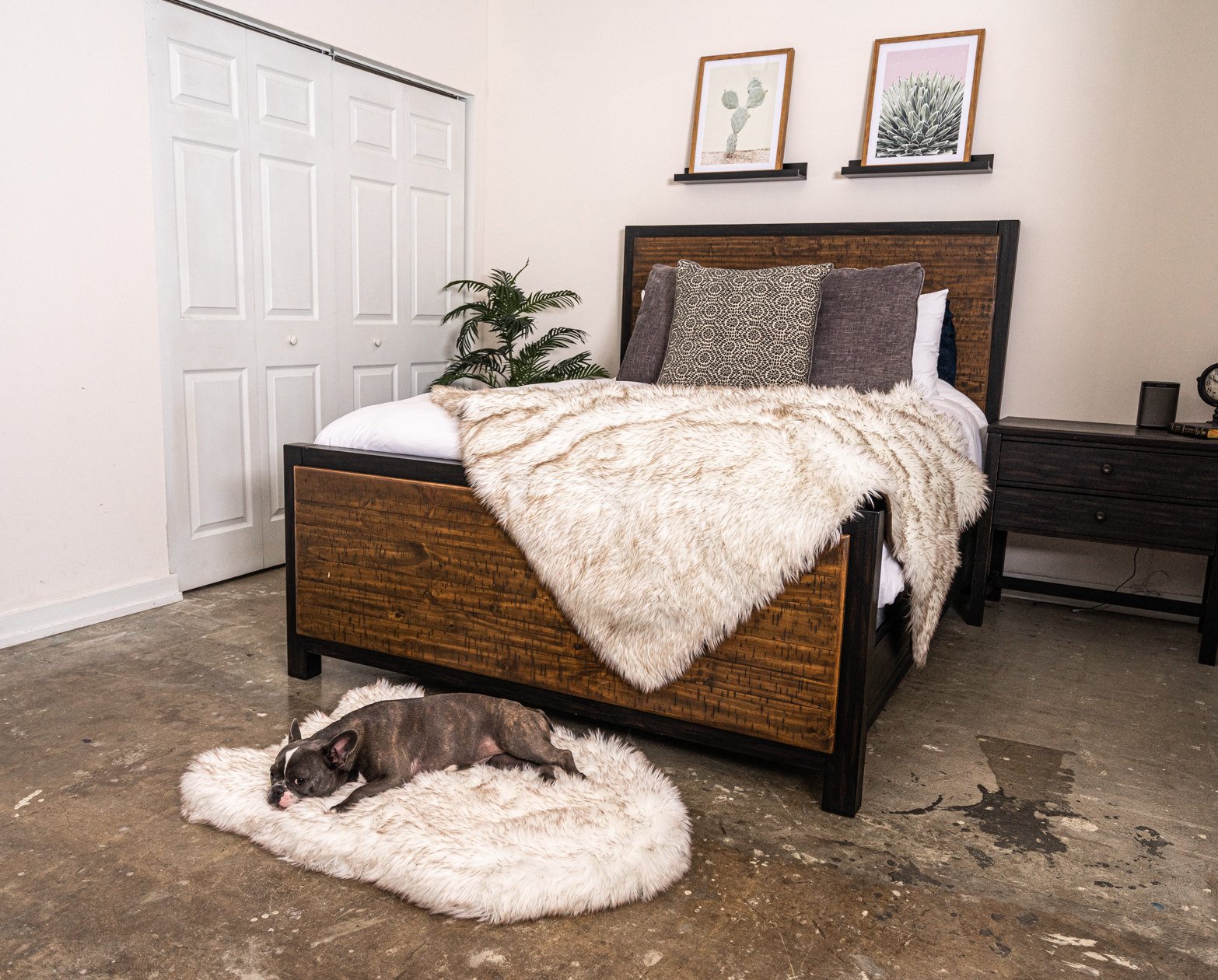 PupRug™ Orthopedic Bed + Matching Waterproof Blanket Bundle - White with Brown Accents、mySite、solidvoid