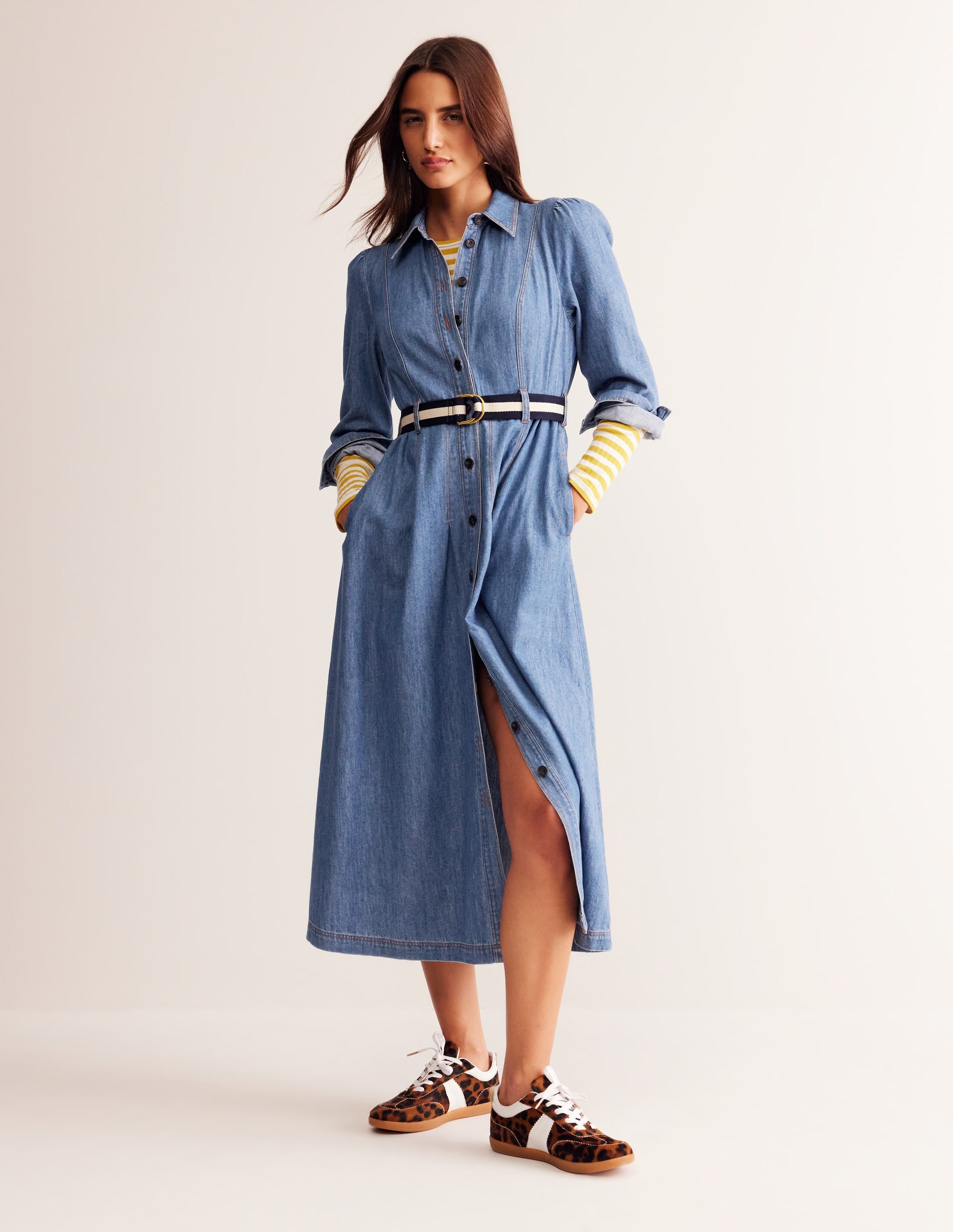  Aubrey Denim Midi Shirt Dress-Light Vintage Denim、mySite、ashleygrahame