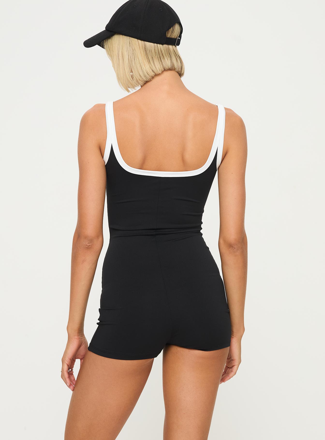 Side Stripe Romper Black / White Stripe、mySite、solidvoid