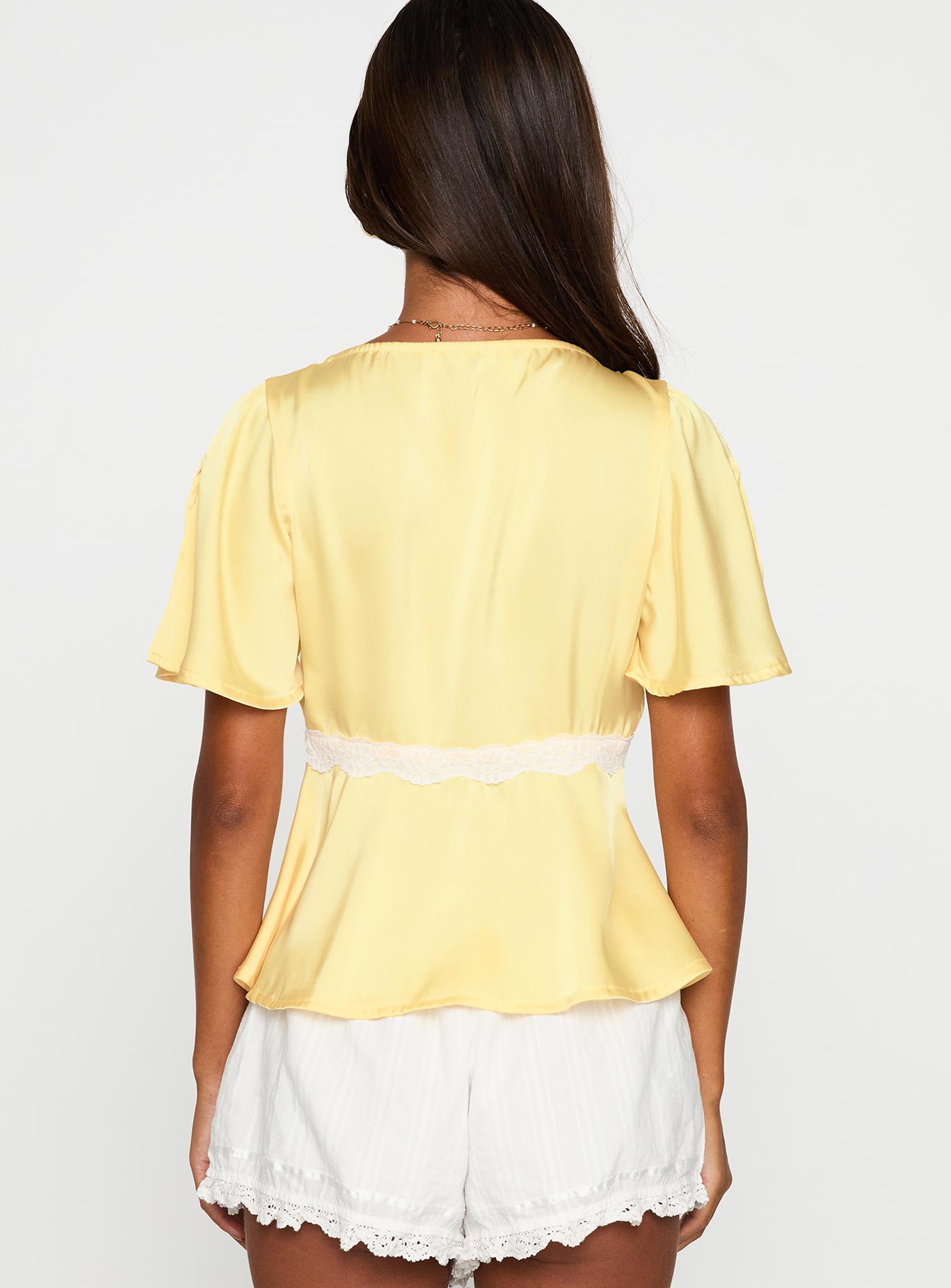 For The Summer Lace Trim Top Yellow、mySite、solidvoid