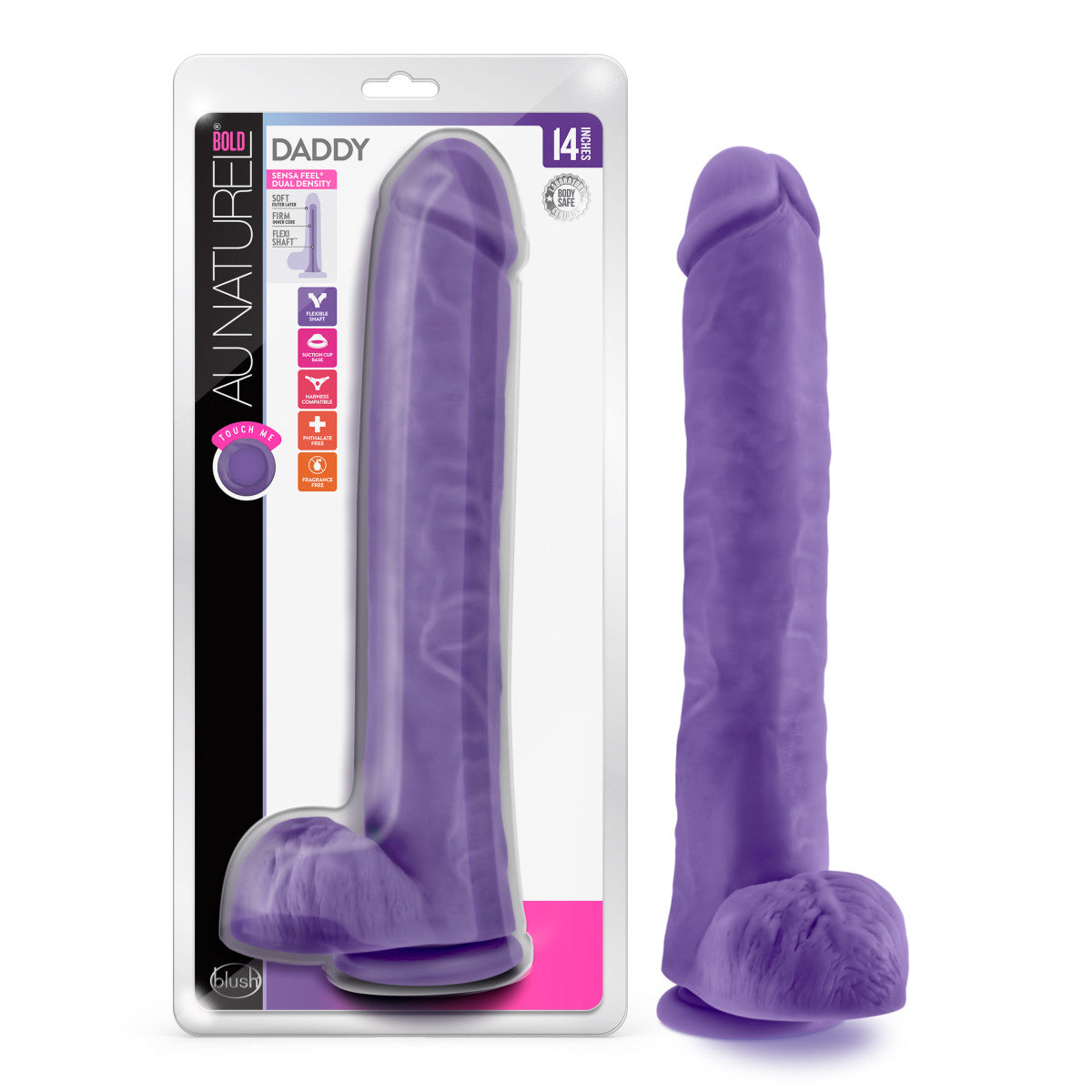 Au Naturel Bold By Blush® | Daddy Realistic Purple 14-Inch Long Dildo With Balls & Suction Cup Base、mySite、bottomscart