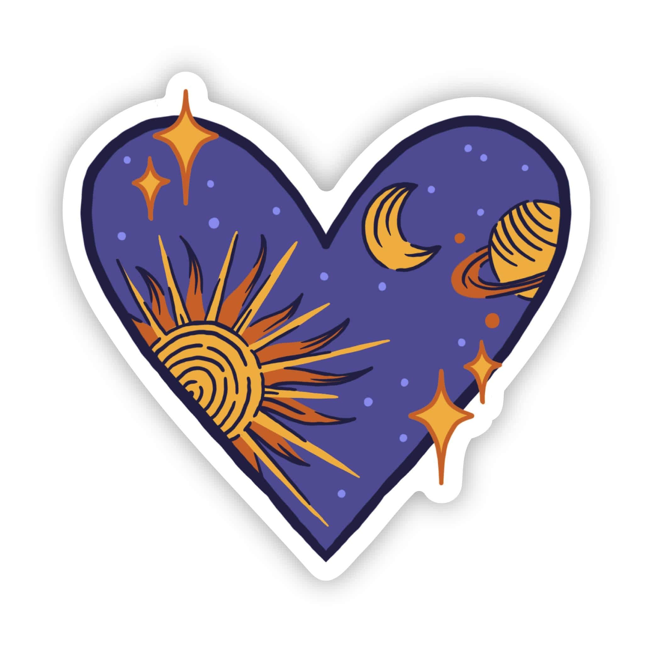  Heart with the Sun, Moon, Star, & Saturn Sticker、mySite、elrpsem3k