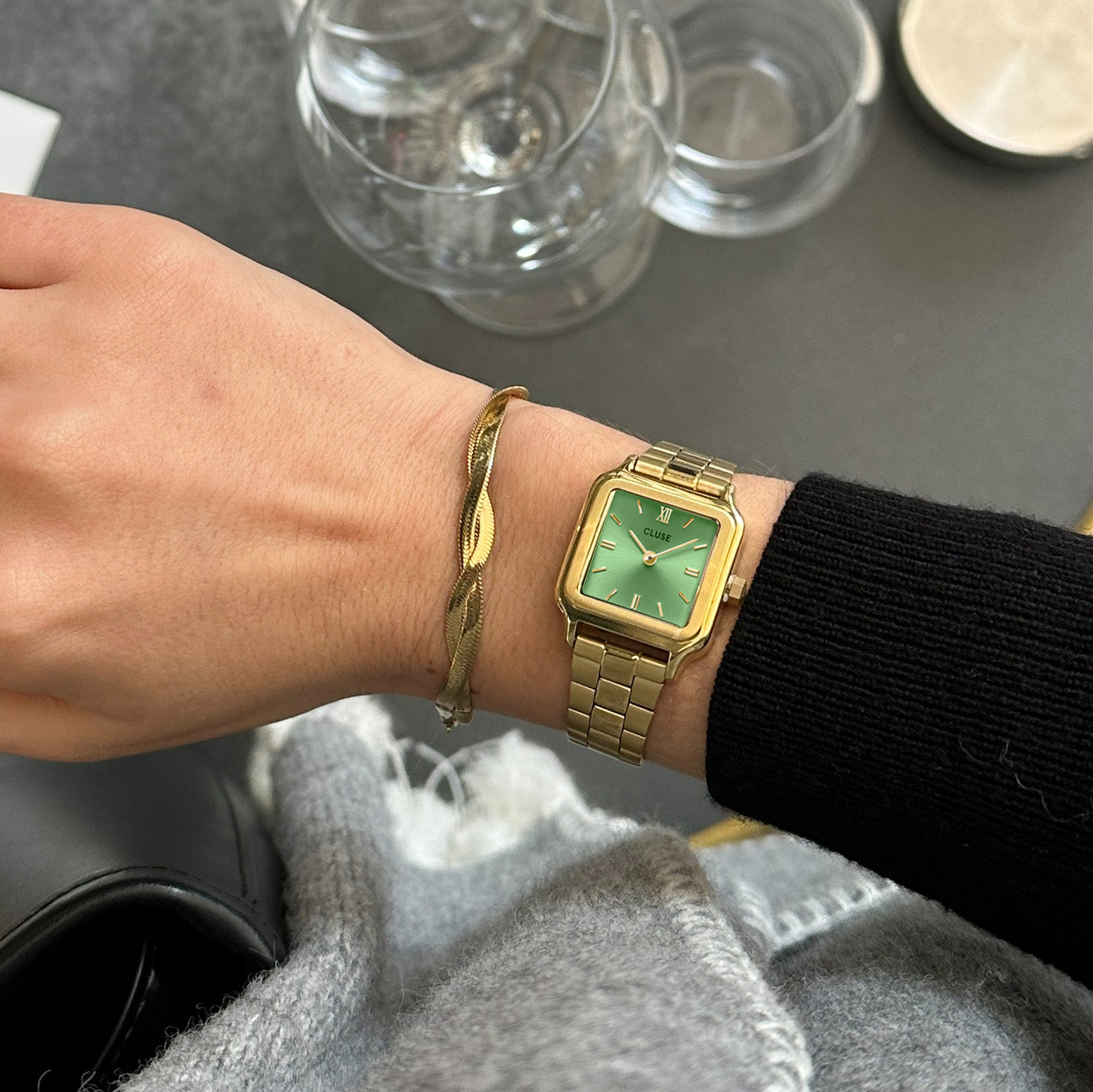Gracieuse Petite Watch Steel, Light Green, Gold Colour、mySite、botmansion