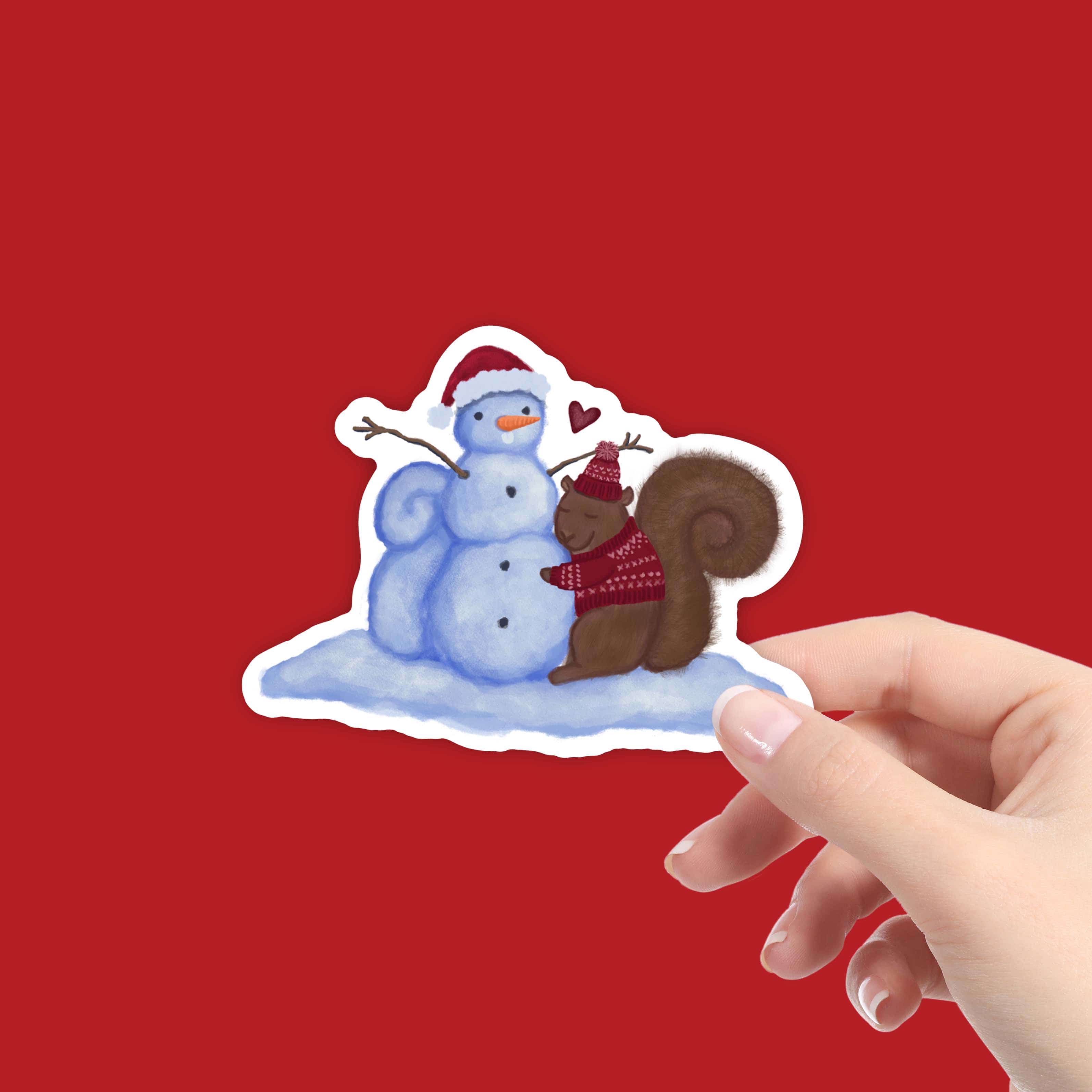  Squirrel Hugging Snowman - Holiday Sticker、mySite、ghnorth