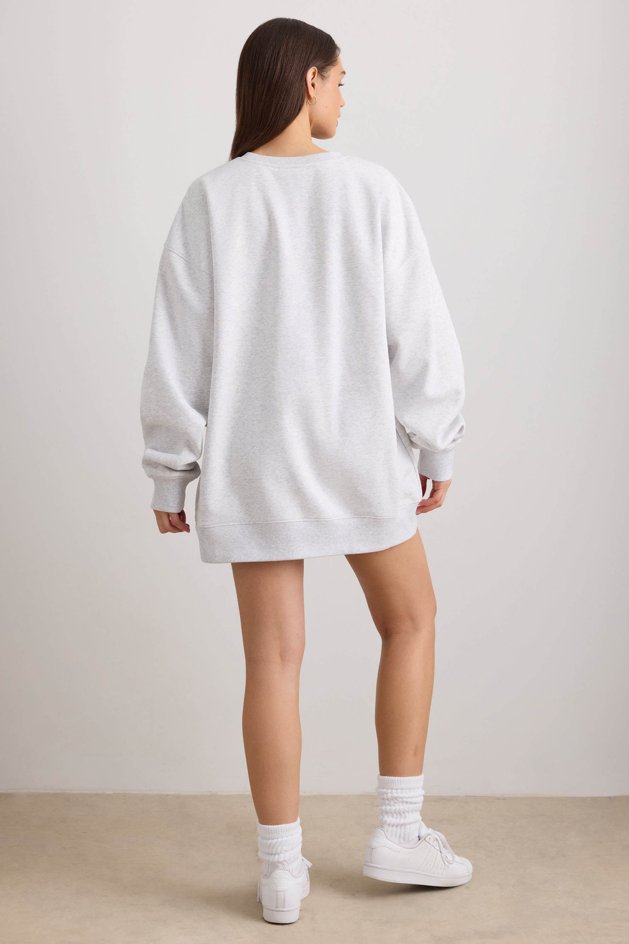 Oversized Crew Neck Sweatshirt in Grey Marl、mySite、solidvoid