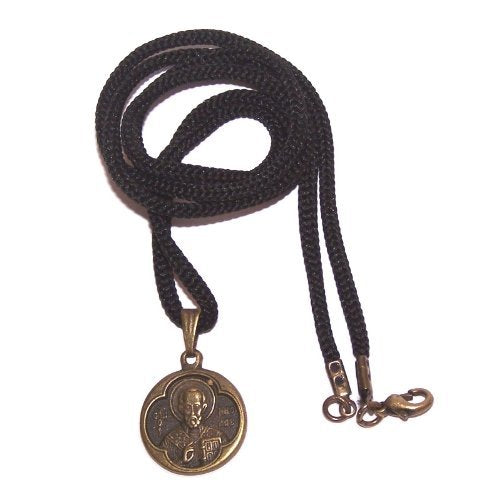 Saint Nickolas bronze tone medal necklace - design based on Fedorov designer - 60cm strap with clasp、mySite、topwebapps