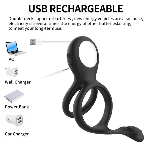 Eros Vibrating Dual Penis Ring | Wireless Remote Control | 7 Strong Vibration Modes | Clitoral Stimulator | Couple、mySite、bottomscart