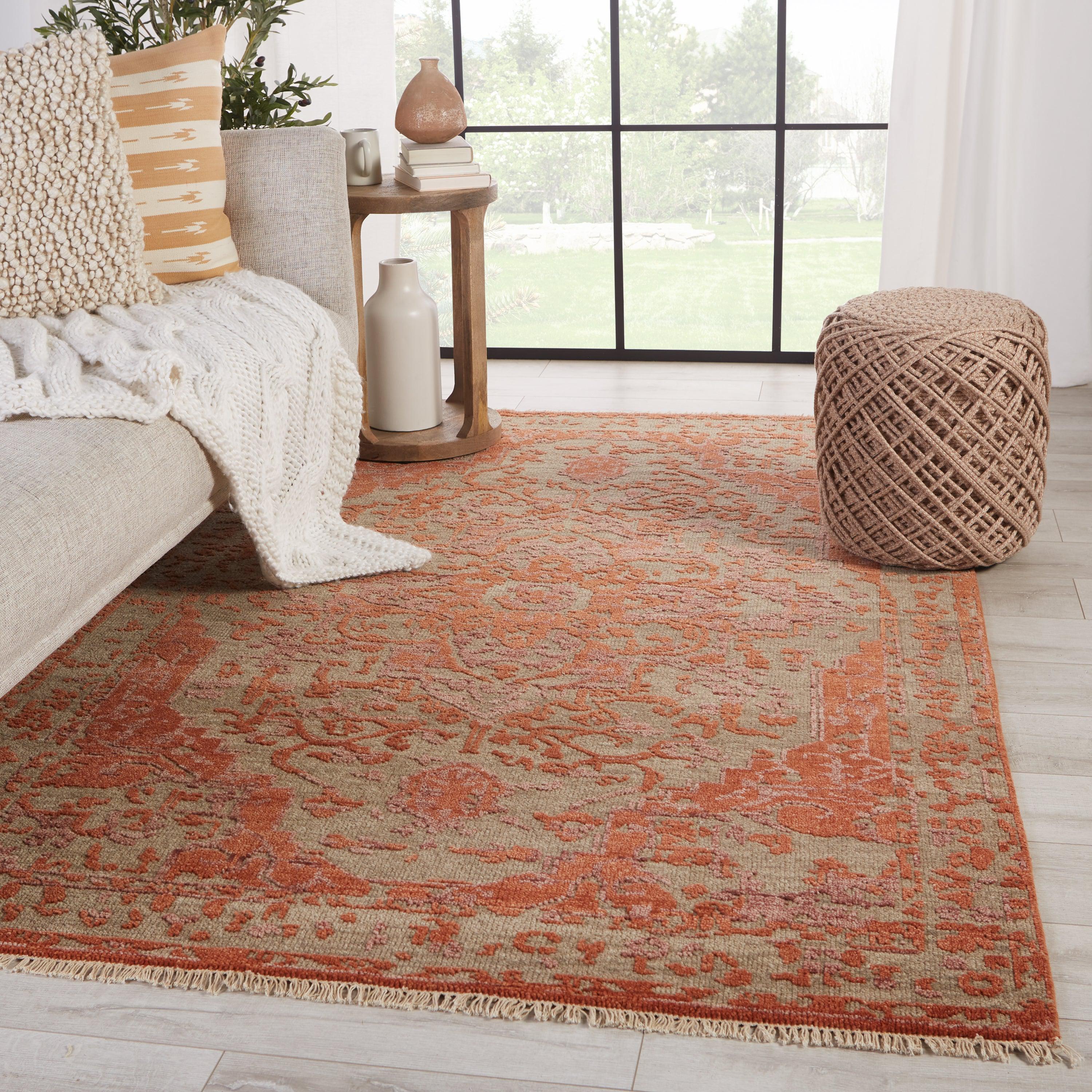 Azar Hand-Knotted Medallion Rust Taupe Area Rug、mySite、gigharbornorthrealestate