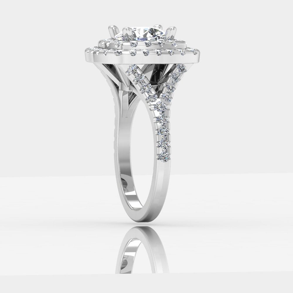 Round Brilliant Double Halo Moissanite Engagement Ring、mySite、hinf8tx79
