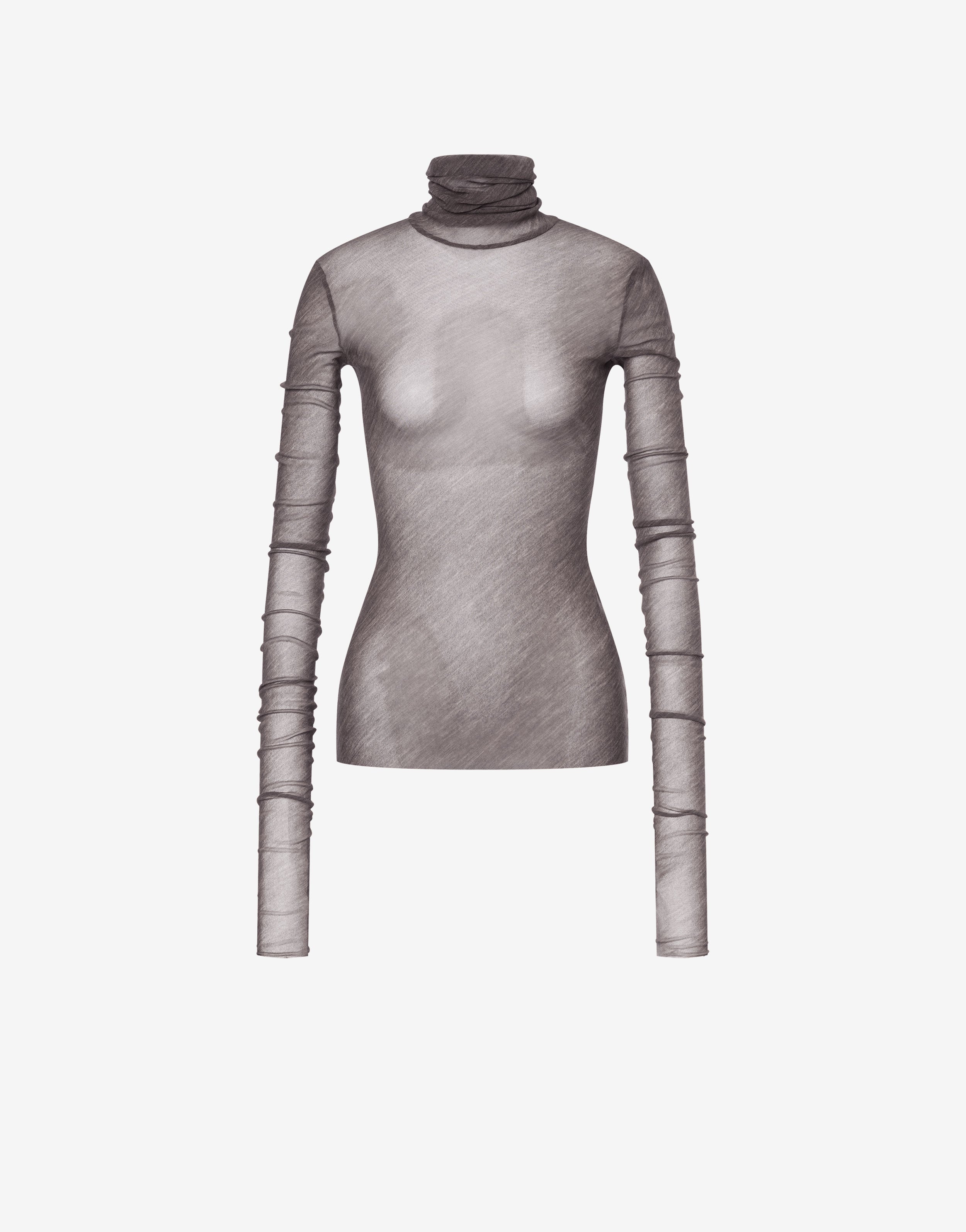 Maglia a collo alto in tulle stretch stampato、mySite、aoinhome