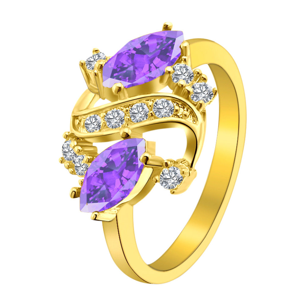 Purple CZ With Accent CZ Stones Gold Over Brass Ring / FSR0007、mySite、dreamappss