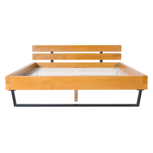 PINE WOOD BED FRAME KING SIZE,NATURAL & BLACK COLOR、、eastwooduniform