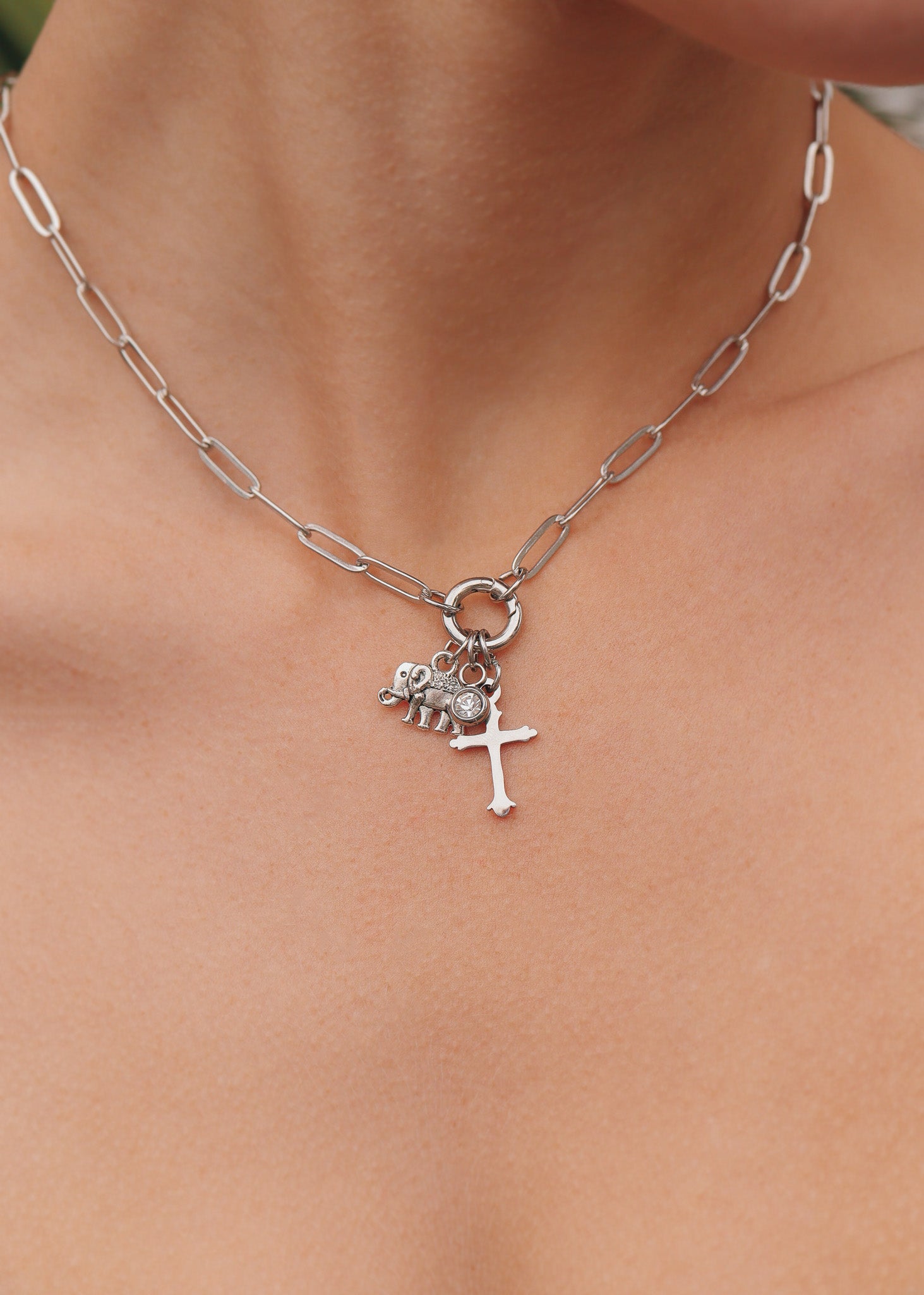 18K Gold PVD Stainless Steel Paperclip Charm Keeper Necklace / CHN9951、mySite、dreamappss