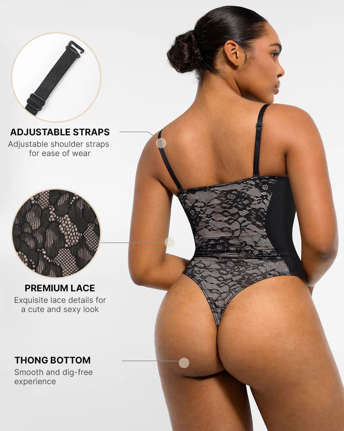 Lace Glamour Supportive Plunge Thong Bodysuit、mySite、bengalsvssteelers