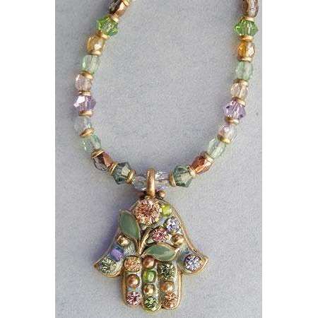Michal Golan Blue/Green Hamsa Necklace、mySite、topwebapps