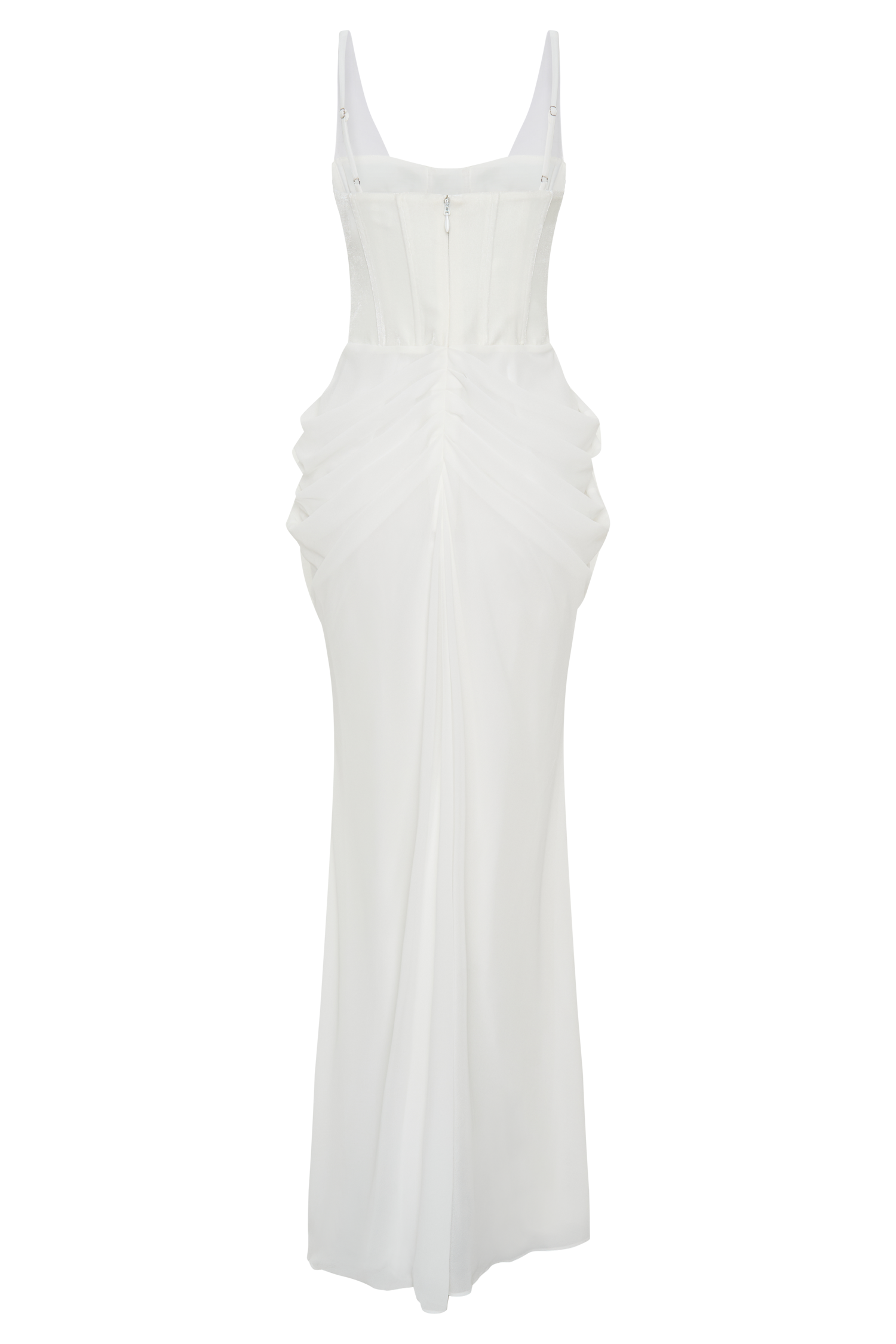Roxanne Velvet Corset Maxi Dress - White、mySite、solidvoid